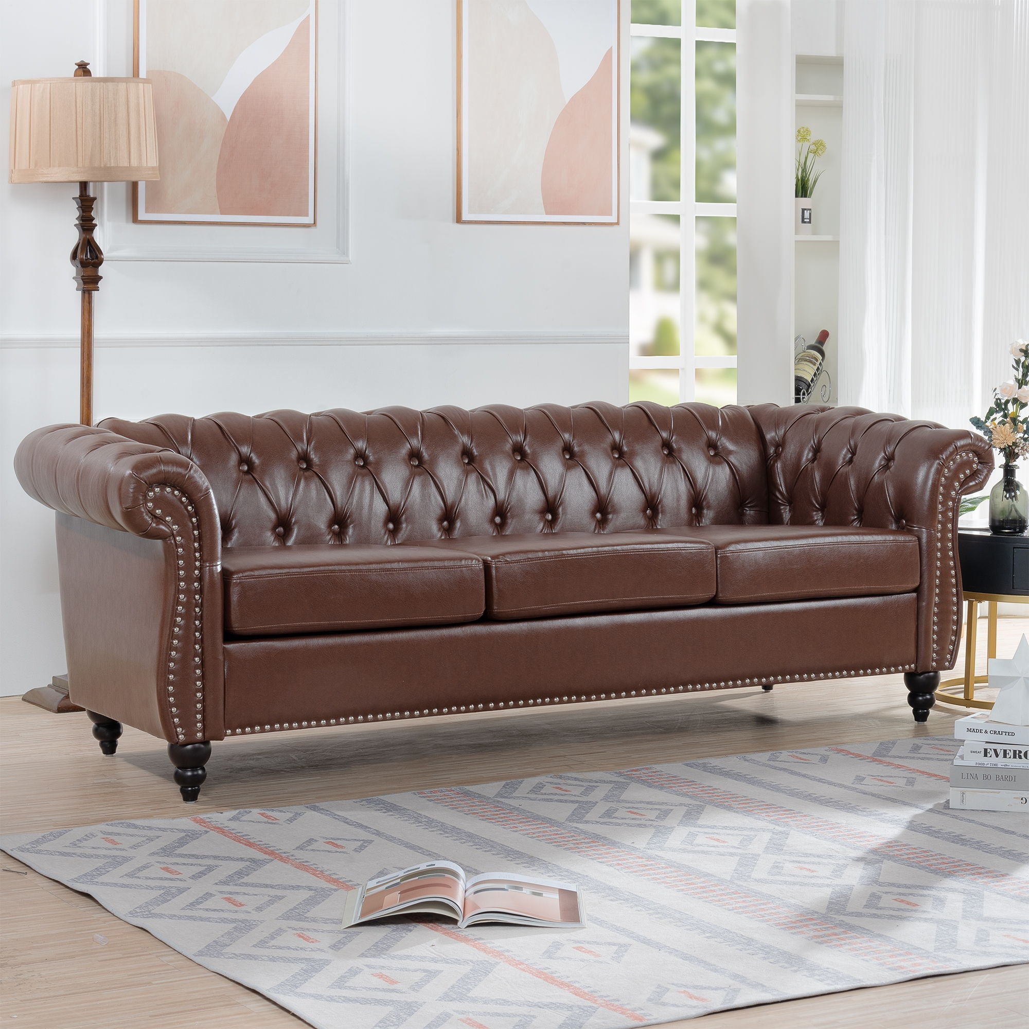 Rolled Arm Chesterfield 3 Seater Sofa - Best Buy Furniture