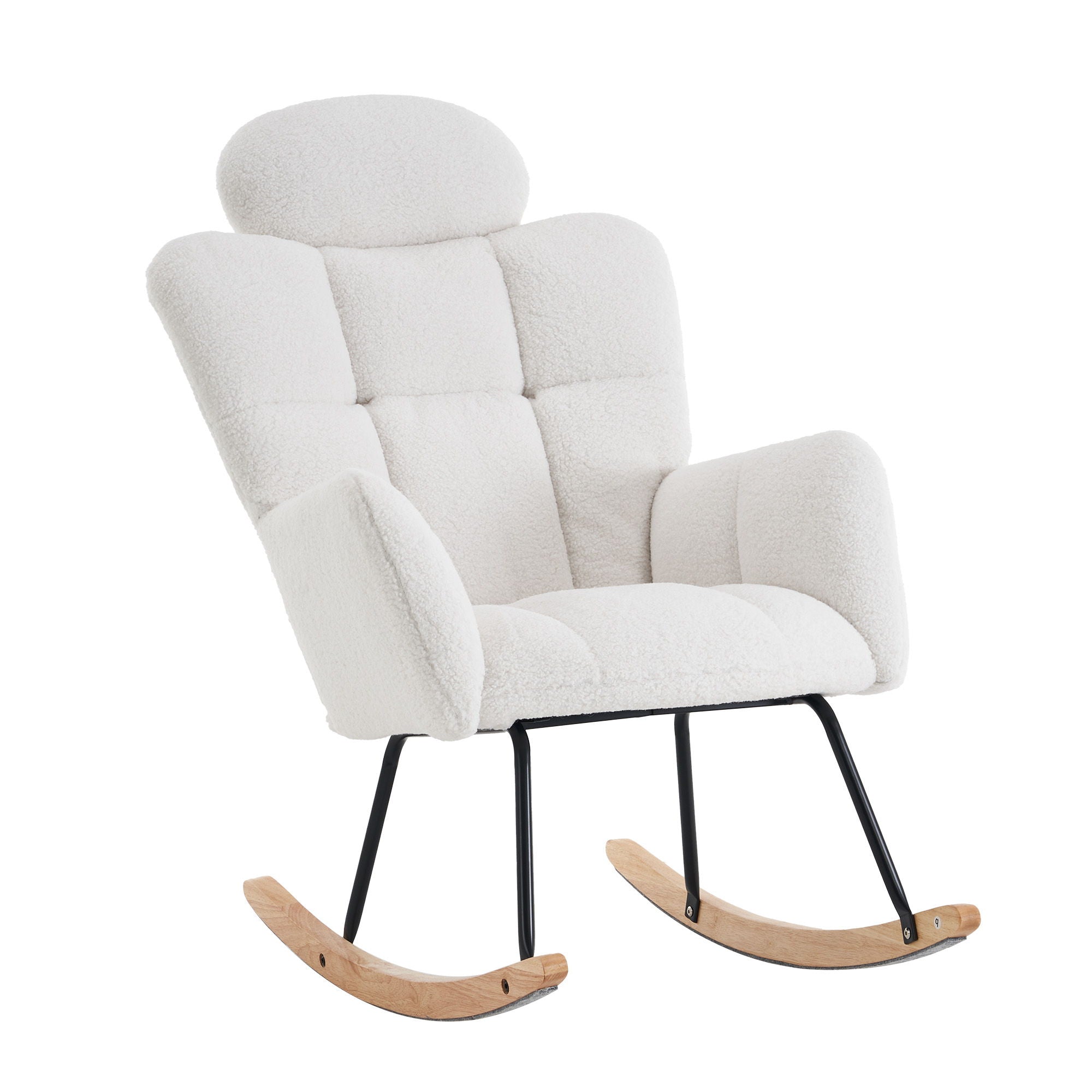 Contemporary Teddy Fabric Upholstered Nursery Rocking Glider Chair With High Backrest And Pillow - Best Buy Furniture