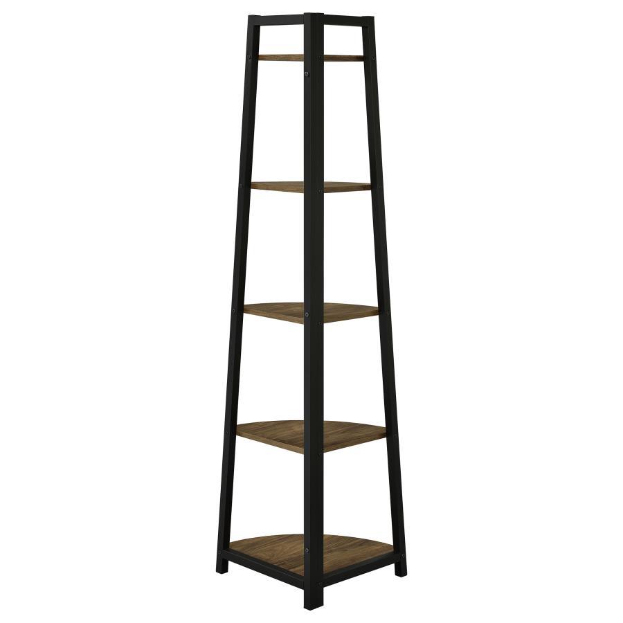 Jacksonville - 5-Shelf Bookshelf - Black And Aged Walnut - Best Buy Furniture