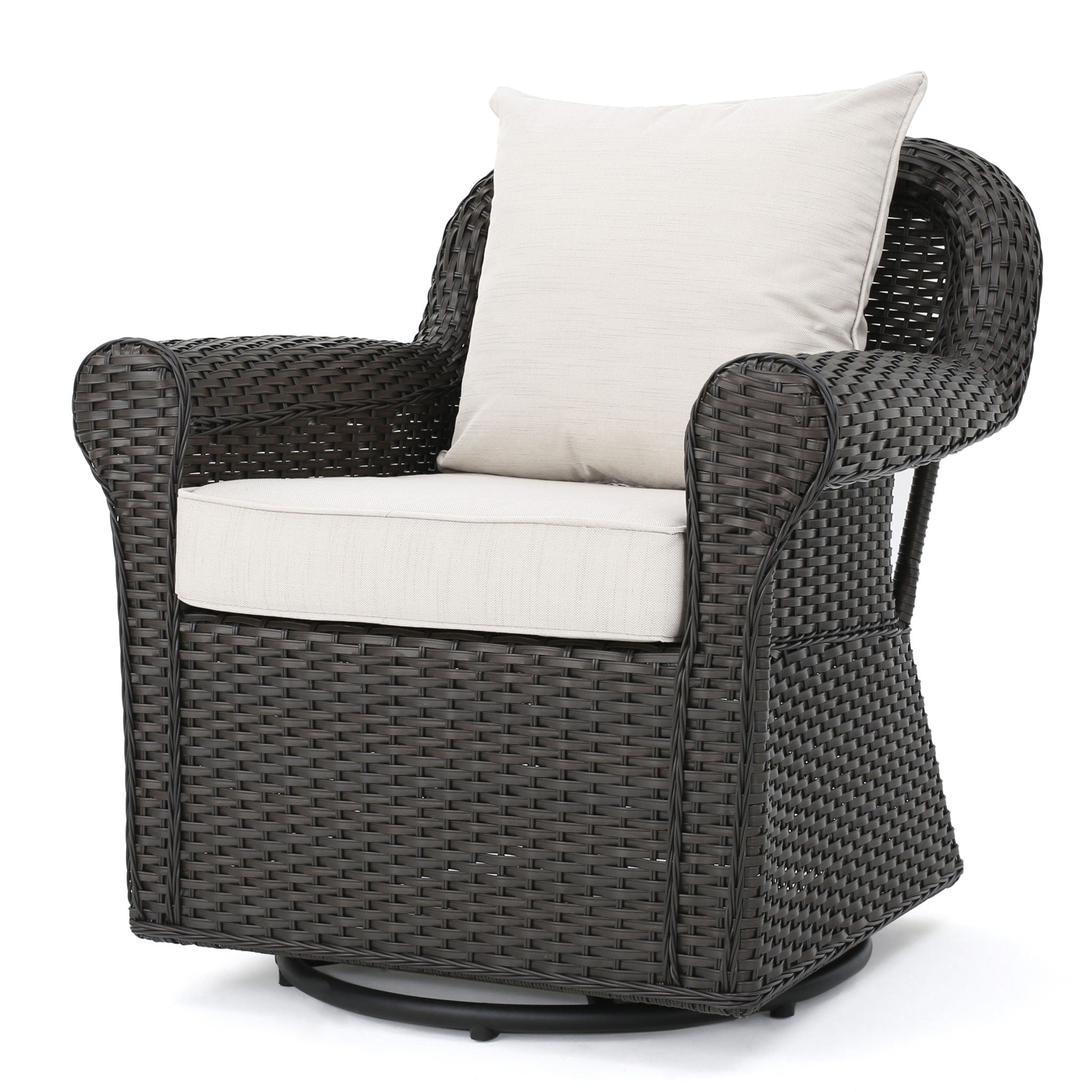 Amaya - Outdoor Swivel Rocker Chair With Water Resistant Cushions - Brown / Beige - Best Buy Furniture