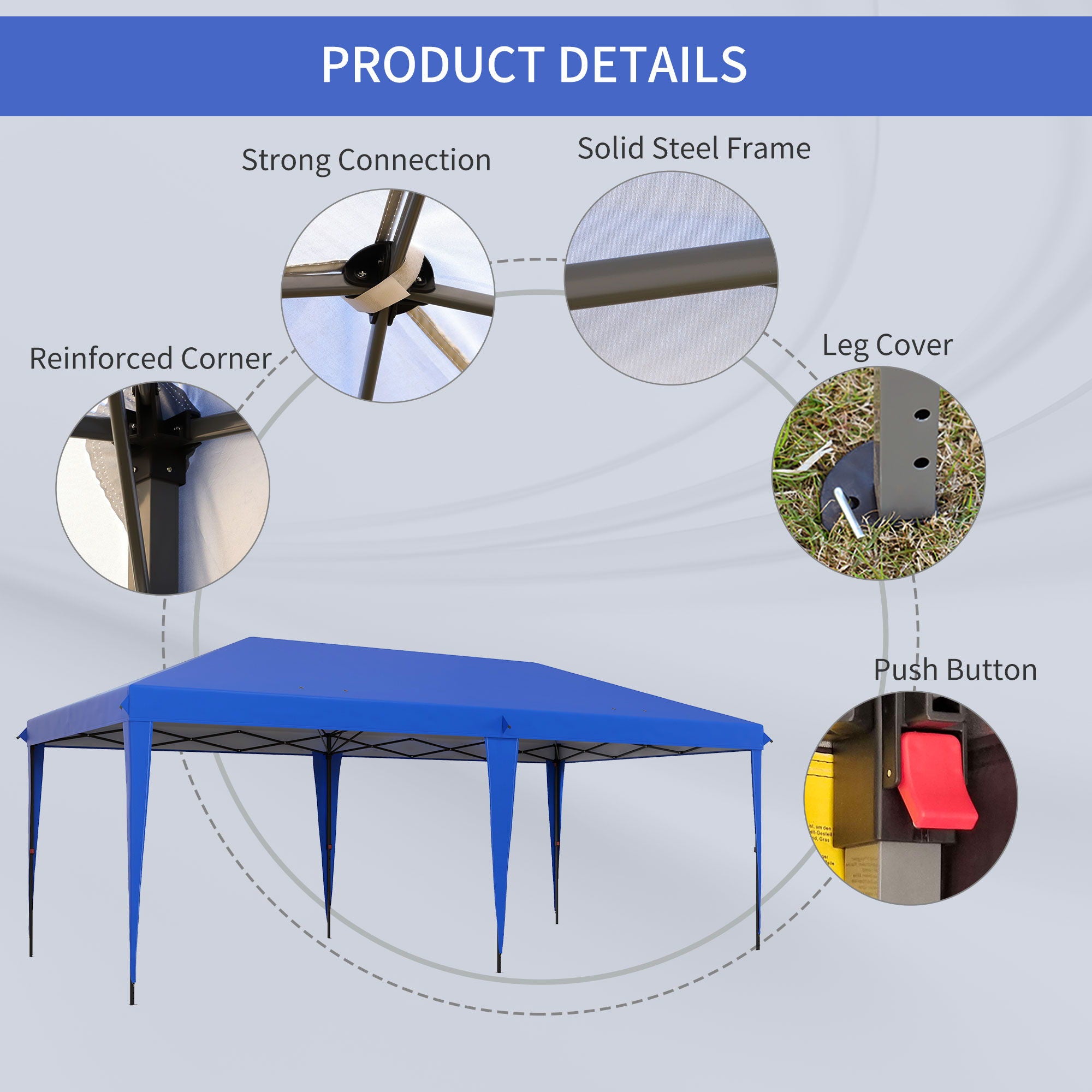 Outsunny - 10' x 19.2' Pop Up Canopy Tent, Heavy Duty Tent For Parties, Outdoor Instant Gazebo Sun Shade Shelter With Carry Bag For Catering, Events, Wedding, Backyard Bbq - Best Buy Furniture