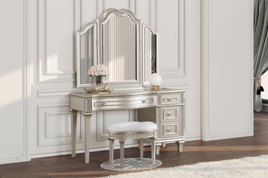 Evangeline - Tri - Fold Vanity Mirror - Silver Oak - Best Buy Furniture