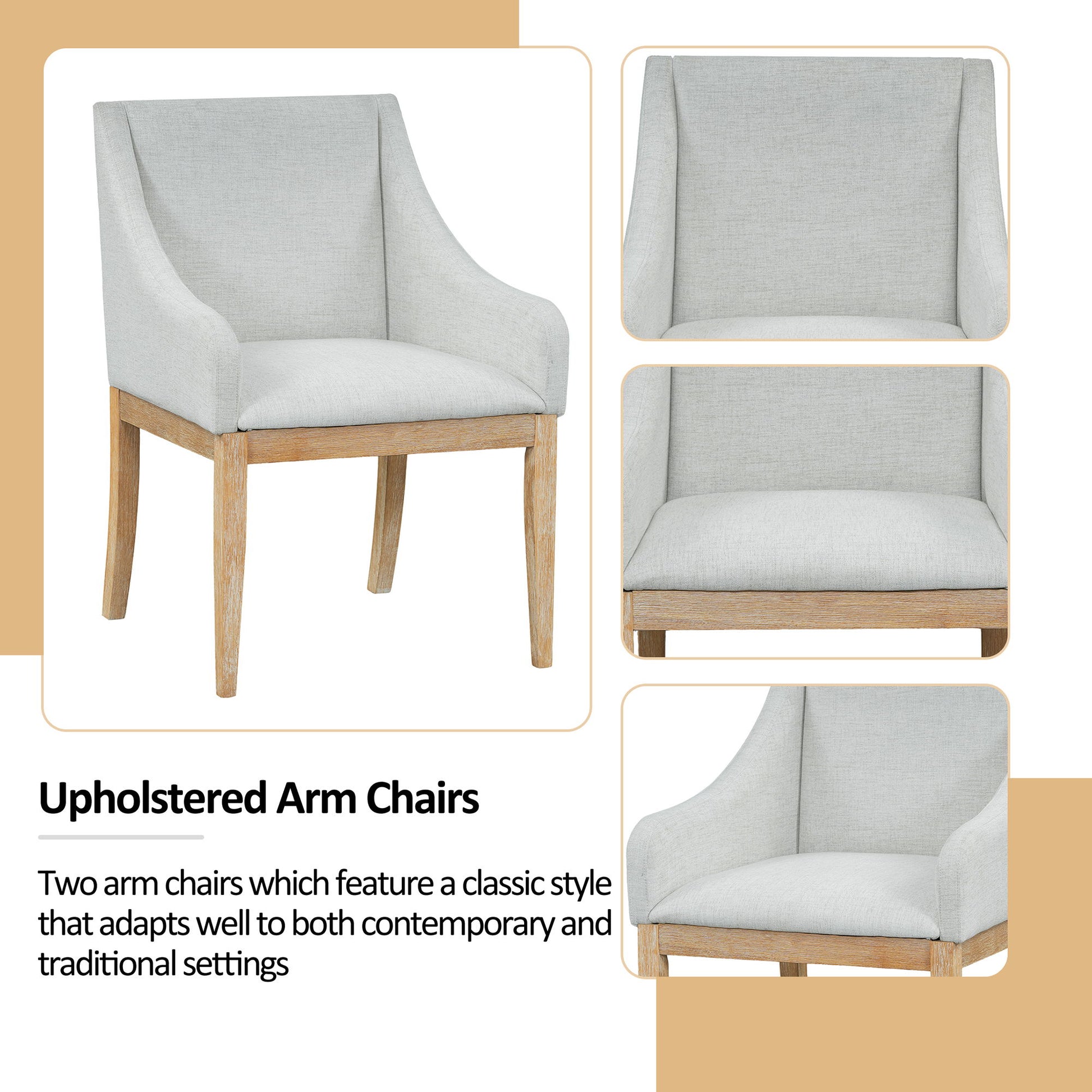 Topmax - 7 Piece Rustic Extendable Dining Table Set With Removable Leaf, 2 Arm Chairs And 4 Armless Chairs - Best Buy Furniture