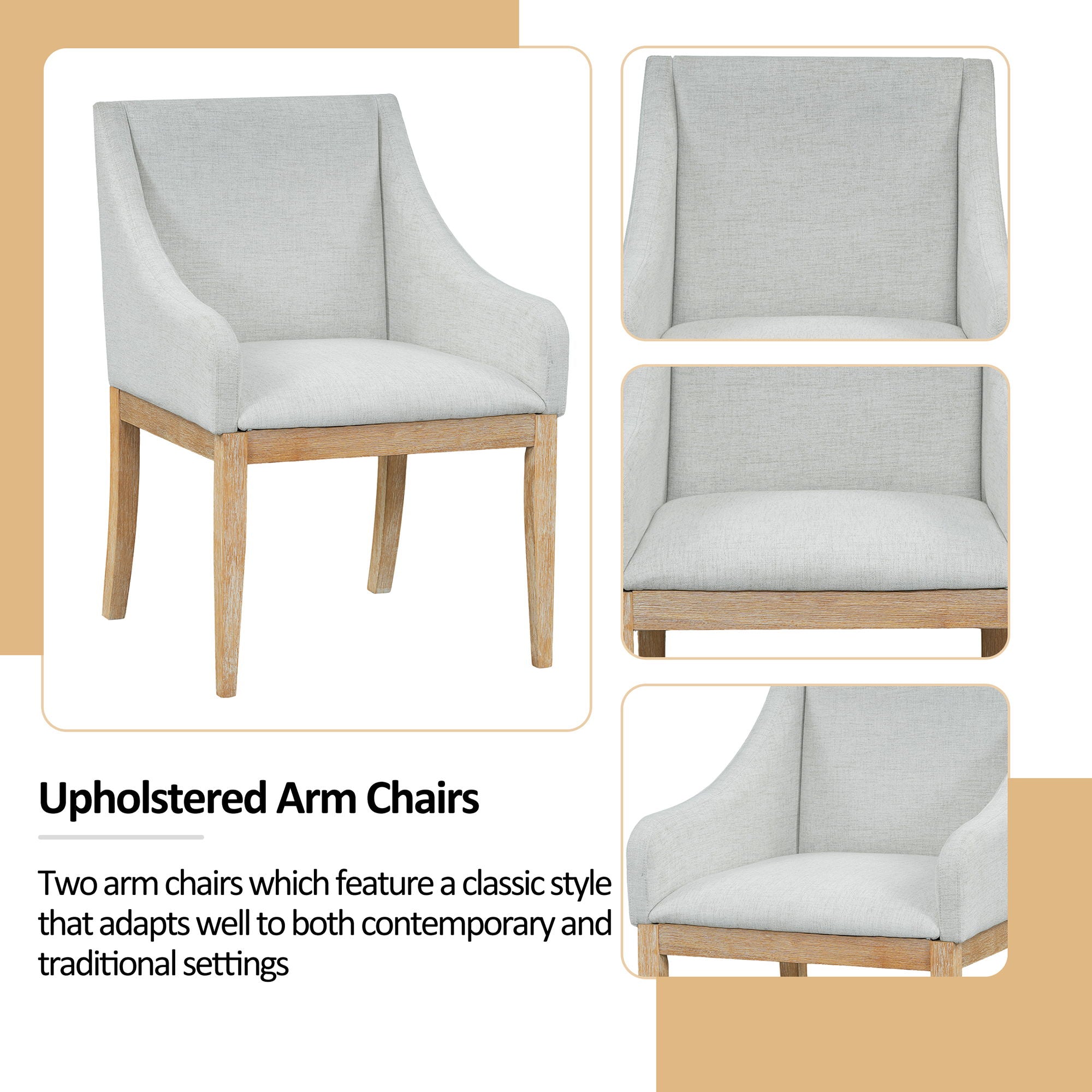 Topmax - 7 Piece Rustic Extendable Dining Table Set With Removable Leaf, 2 Arm Chairs And 4 Armless Chairs - Best Buy Furniture