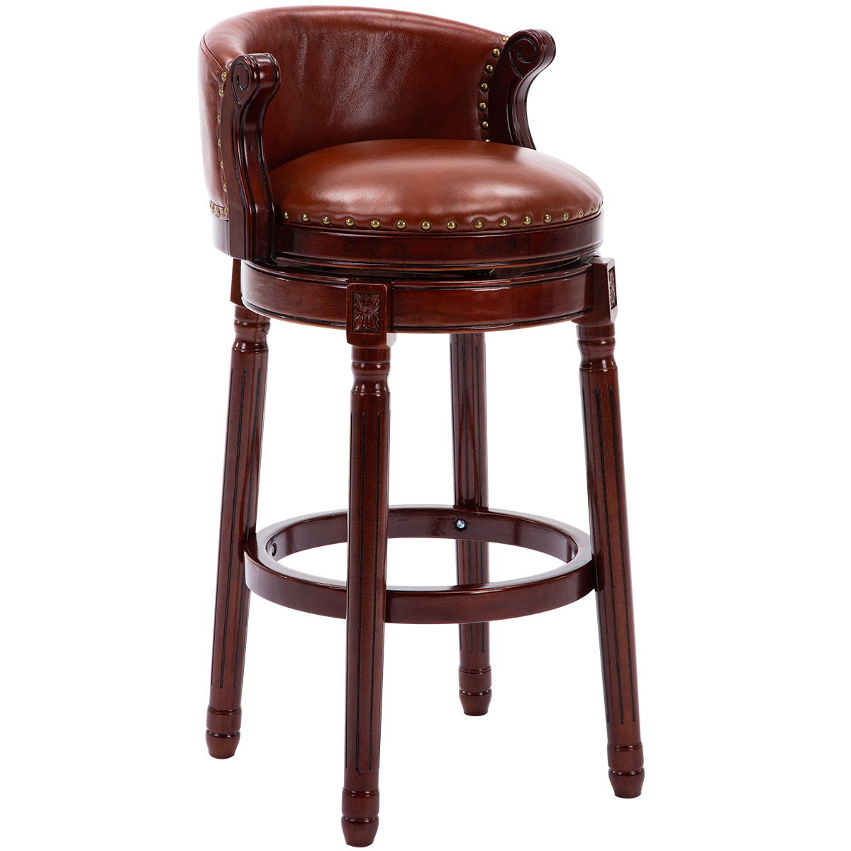 Cow Top Leather Wooden Bar Stools Box - Brown / Blue - Best Buy Furniture