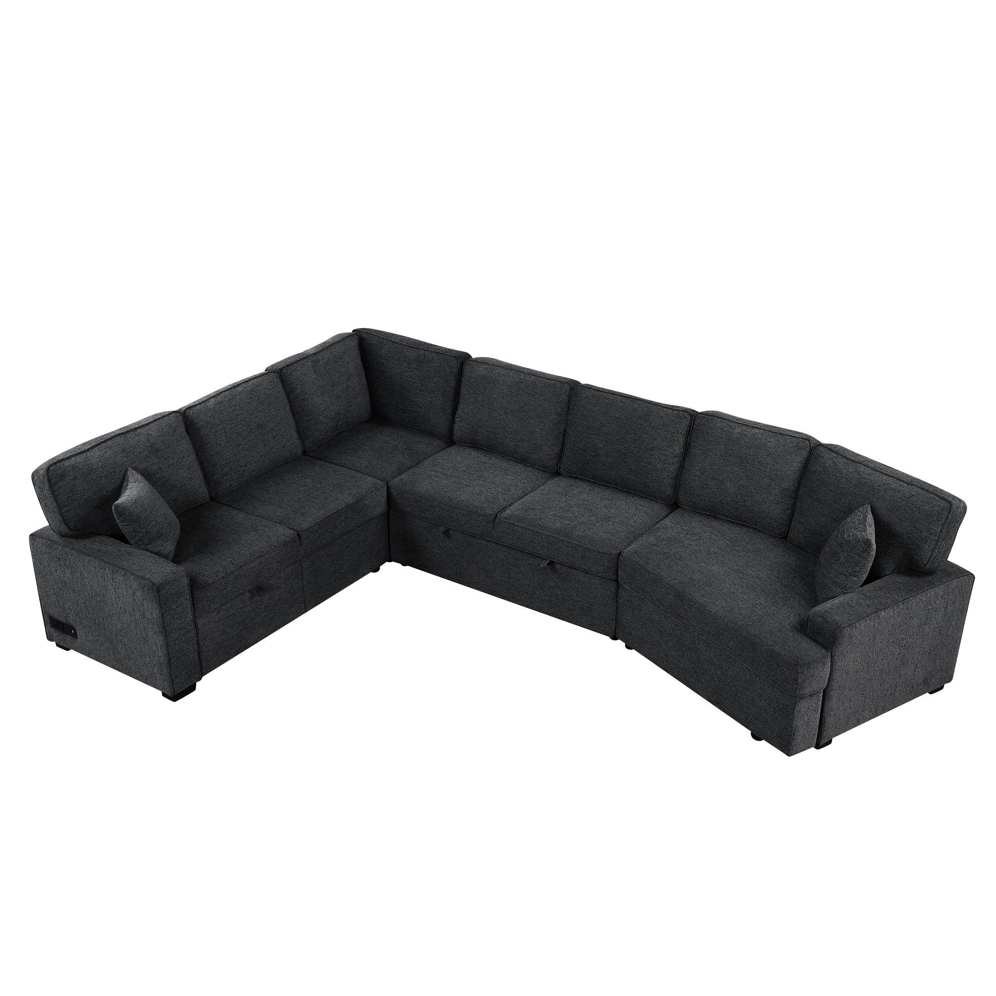 L-Shaped Sofa Sectional Sofa Couch Pull-Out Sofa Bed With Charging Devices And Cup Holders For Living Room - Best Buy Furniture