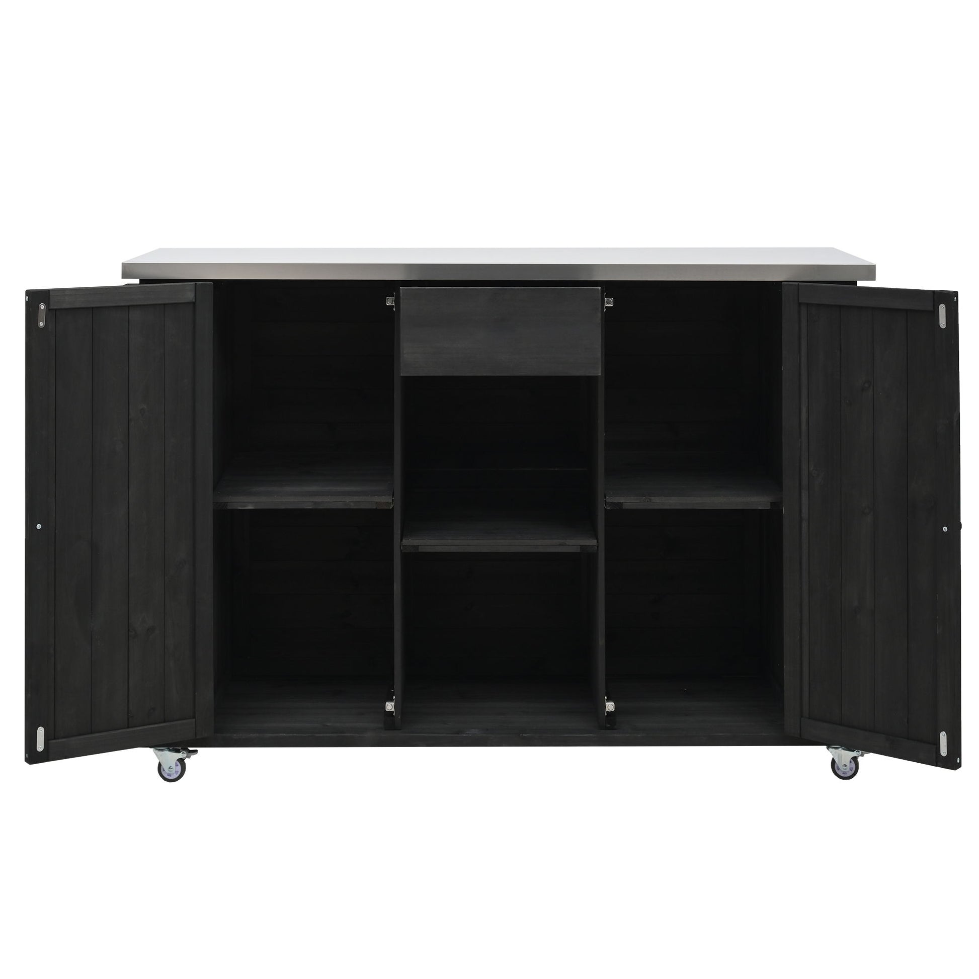 Outdoor Kitchen Island With Stainless Steel Top, Ample Storage Space, Towel And Spice Racks And A Bottle Opener - Best Buy Furniture