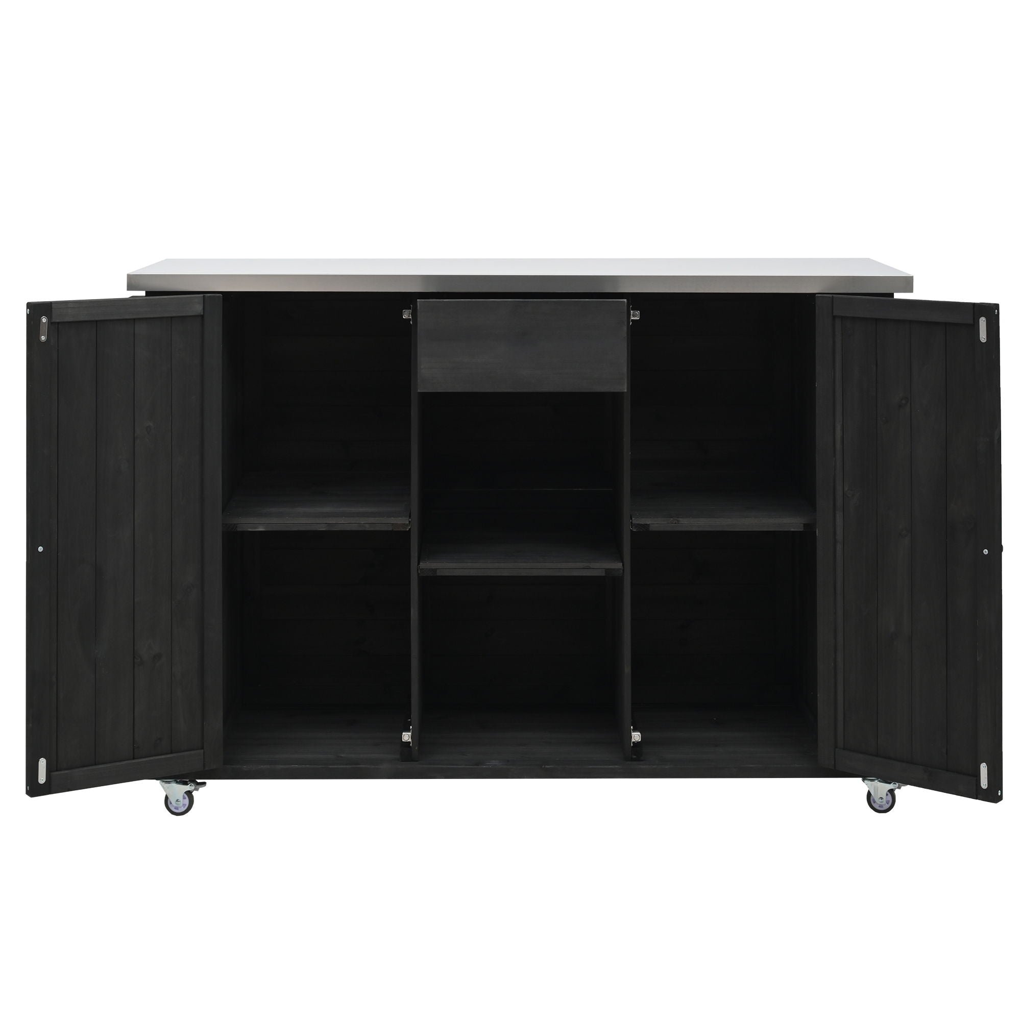 Outdoor Kitchen Island With Stainless Steel Top, Ample Storage Space, Towel And Spice Racks And A Bottle Opener - Best Buy Furniture