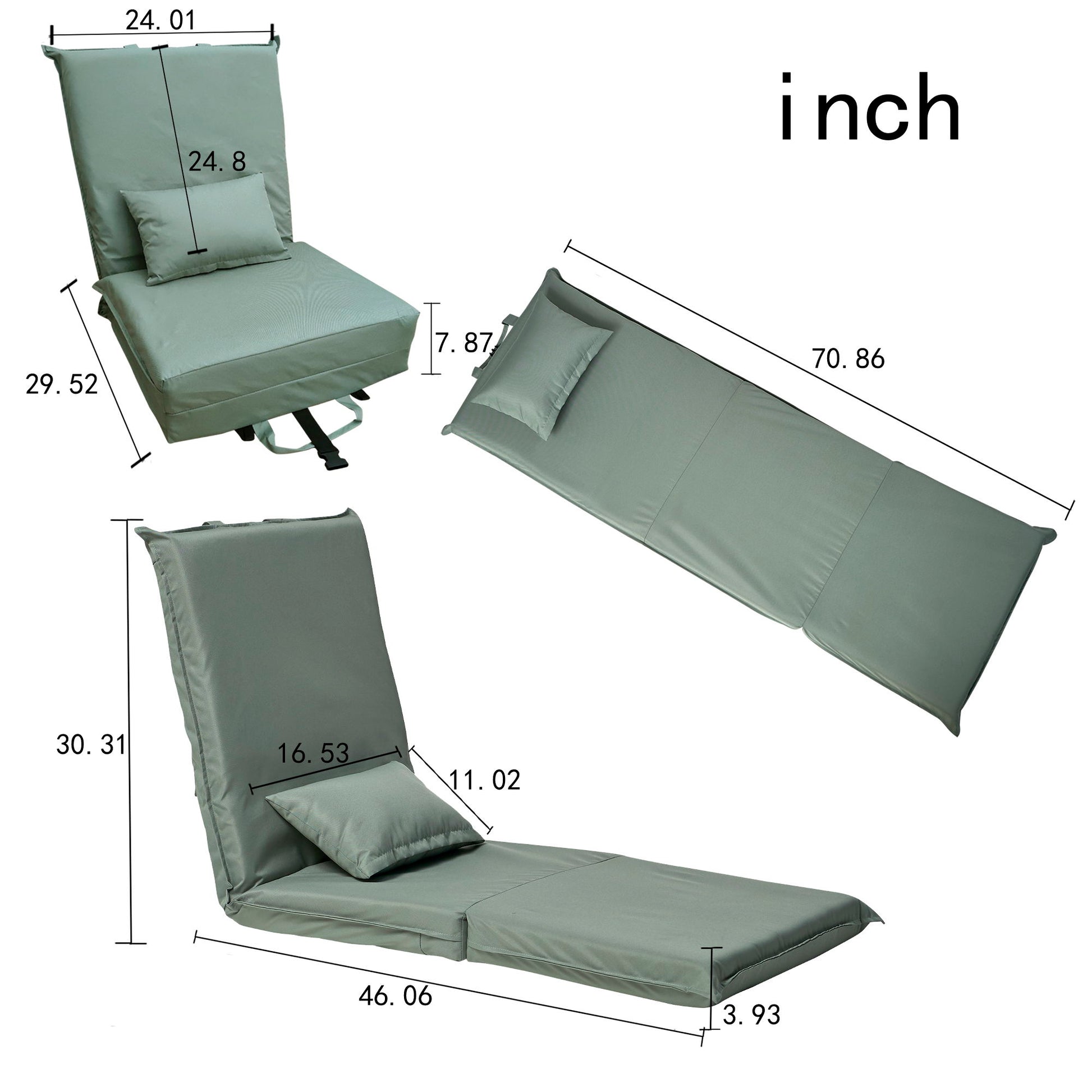 Foldable Portable Camping Chair With Carry Bag 14 Position Adjustable Recliner For Adults Cotton & Metal Frame For Outdoor Travel, Picnic, Or BBQ - Light Green - Best Buy Furniture