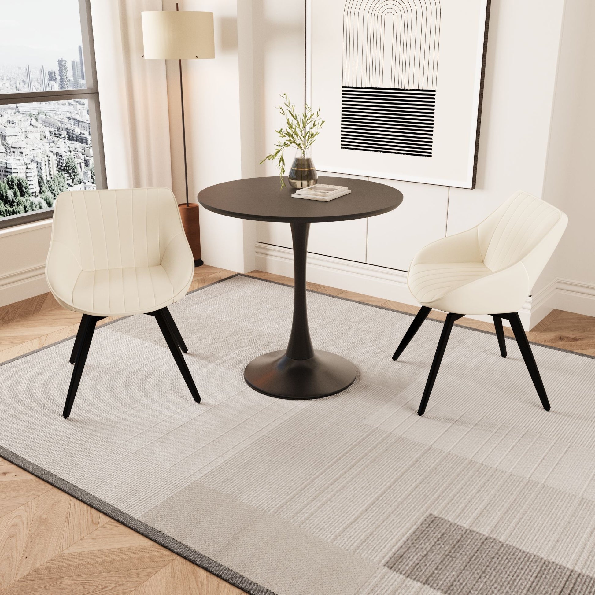 Round Dining Table Set With Tulip Design And 2 Chairs - Best Buy Furniture