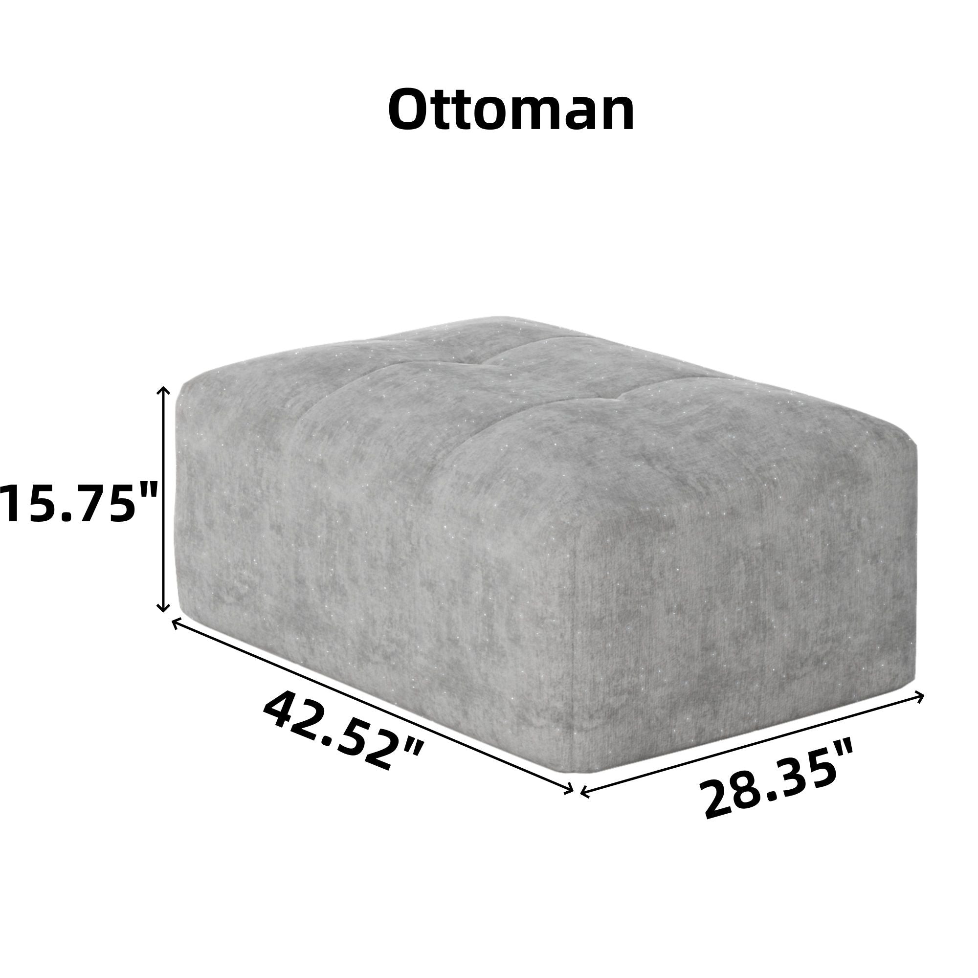 Modern Oversized Modular Sectional Sofa, Sparkling Chenille Fabric Soft Cushions With 2 Pillows