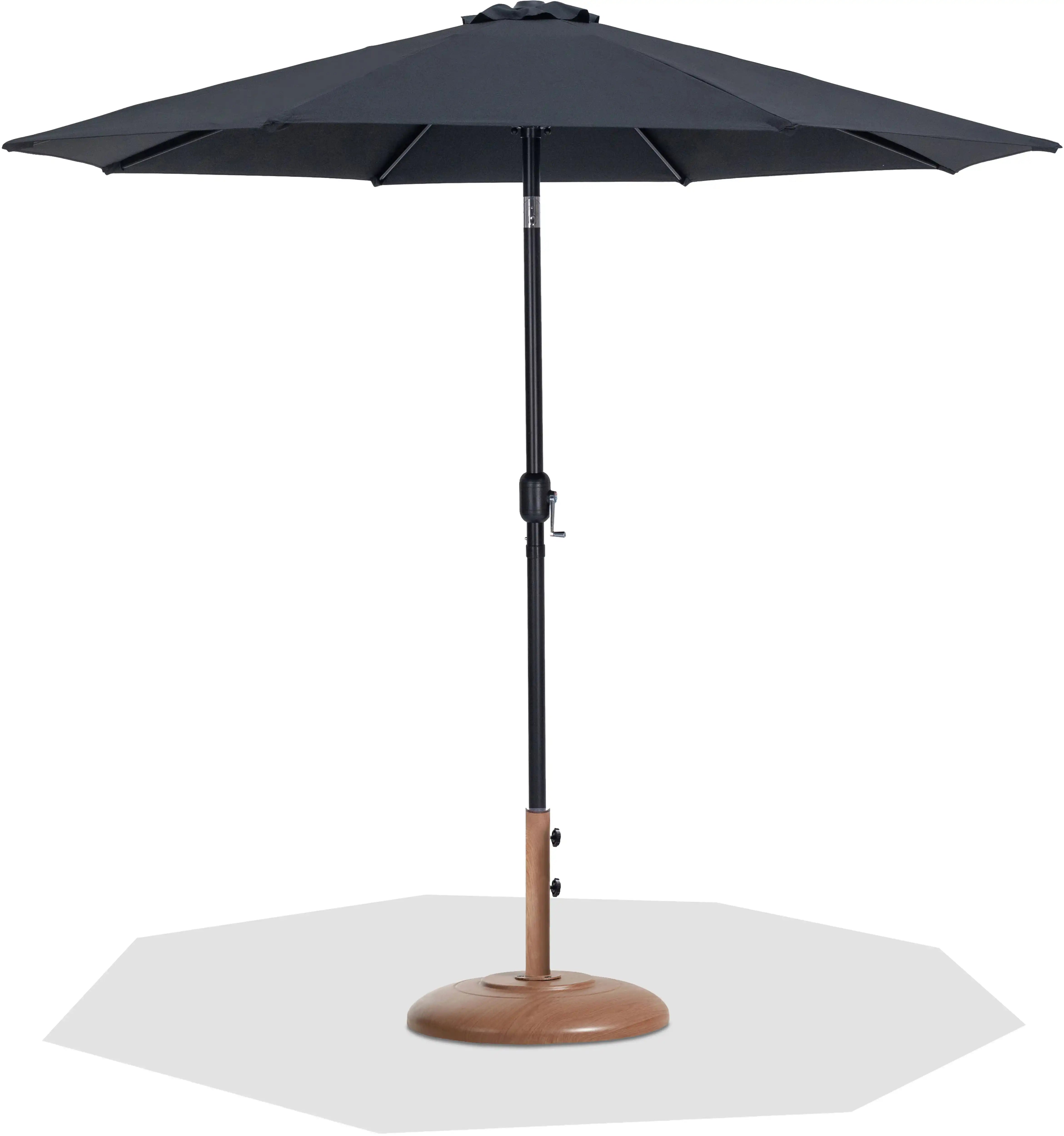 Fiji - Aluminum Patio Umbrella With Round Teak And Black Base - Best Buy Furniture