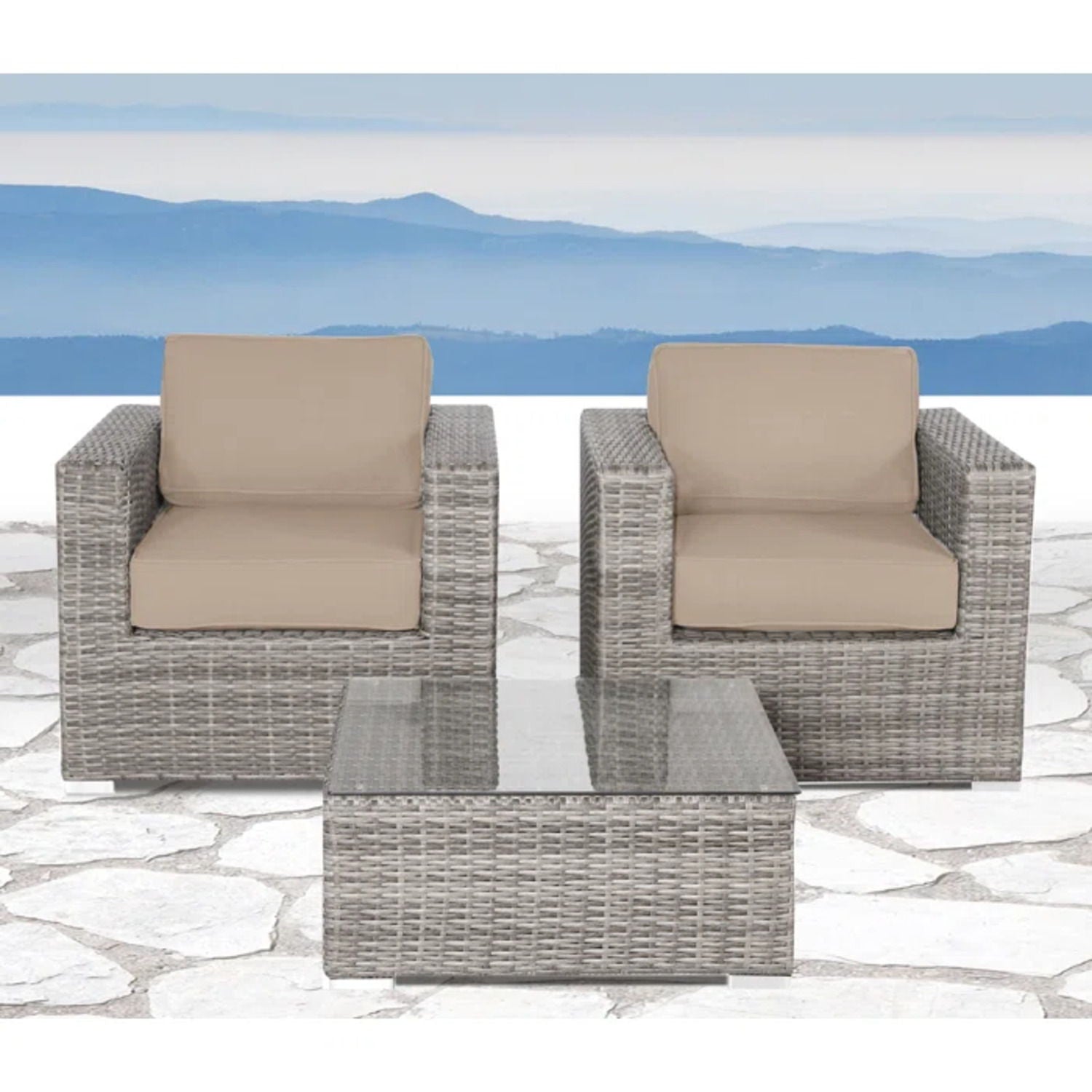 Wicker Seating Group Set With Table And Cushions - Best Buy Furniture
