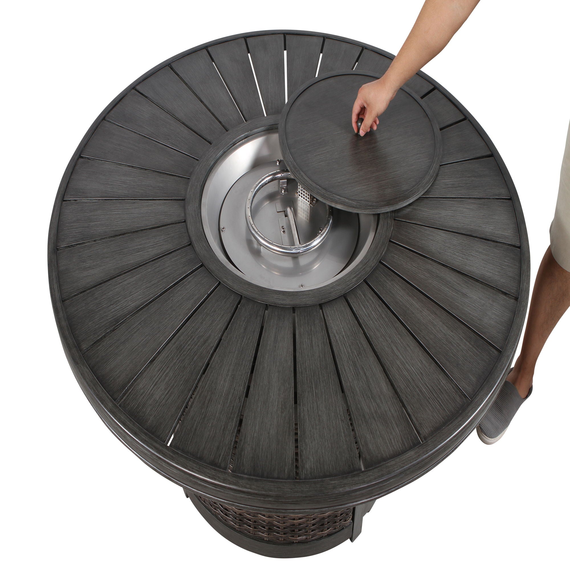Propane Outdoor Fire Pit Table - Gray - Best Buy Furniture