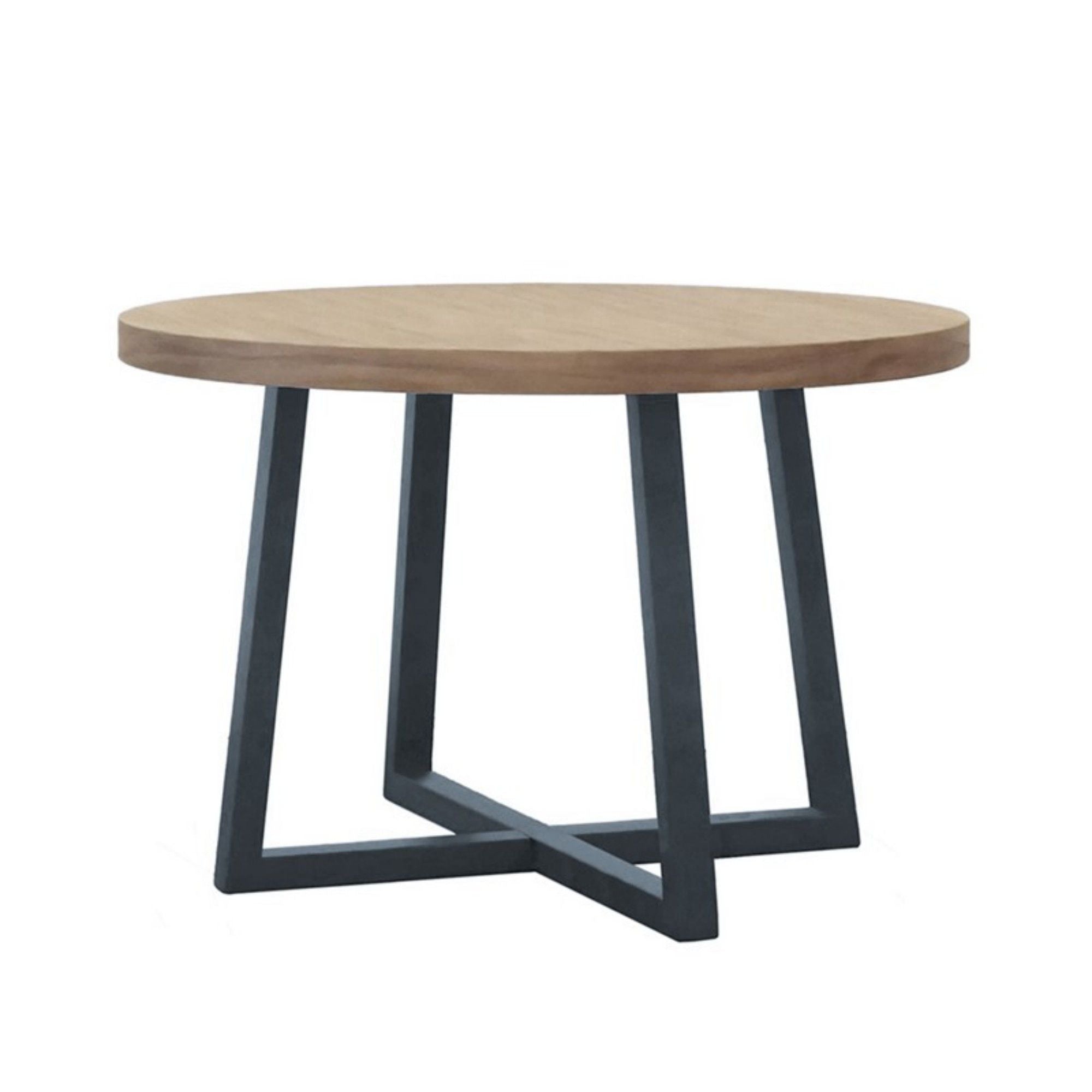 Round Dining Table With Wire Brushed Mindi Top And Mahogany Base - Wheat - Best Buy Furniture