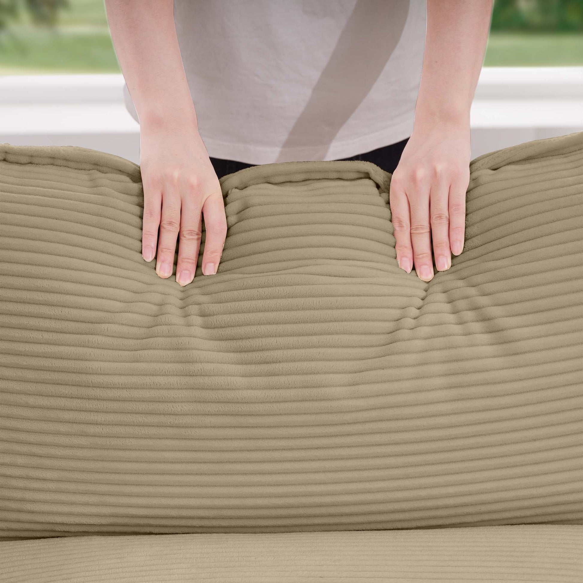 Elegant Corduroy Oversized Sectional Sofa Set With Deep Seats And Flexible Layout - Best Buy Furniture