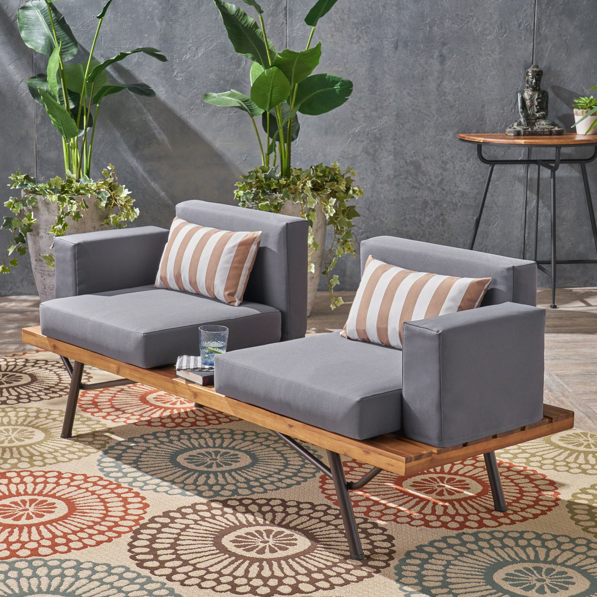 Outdoor Sofa With Cushions And Iron Legs - Dark Gray - Best Buy Furniture