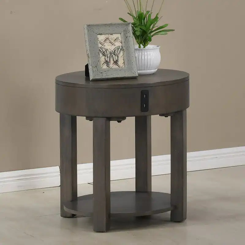 Jonah - MDF End Table With USB Ports - Light Brown - Best Buy Furniture