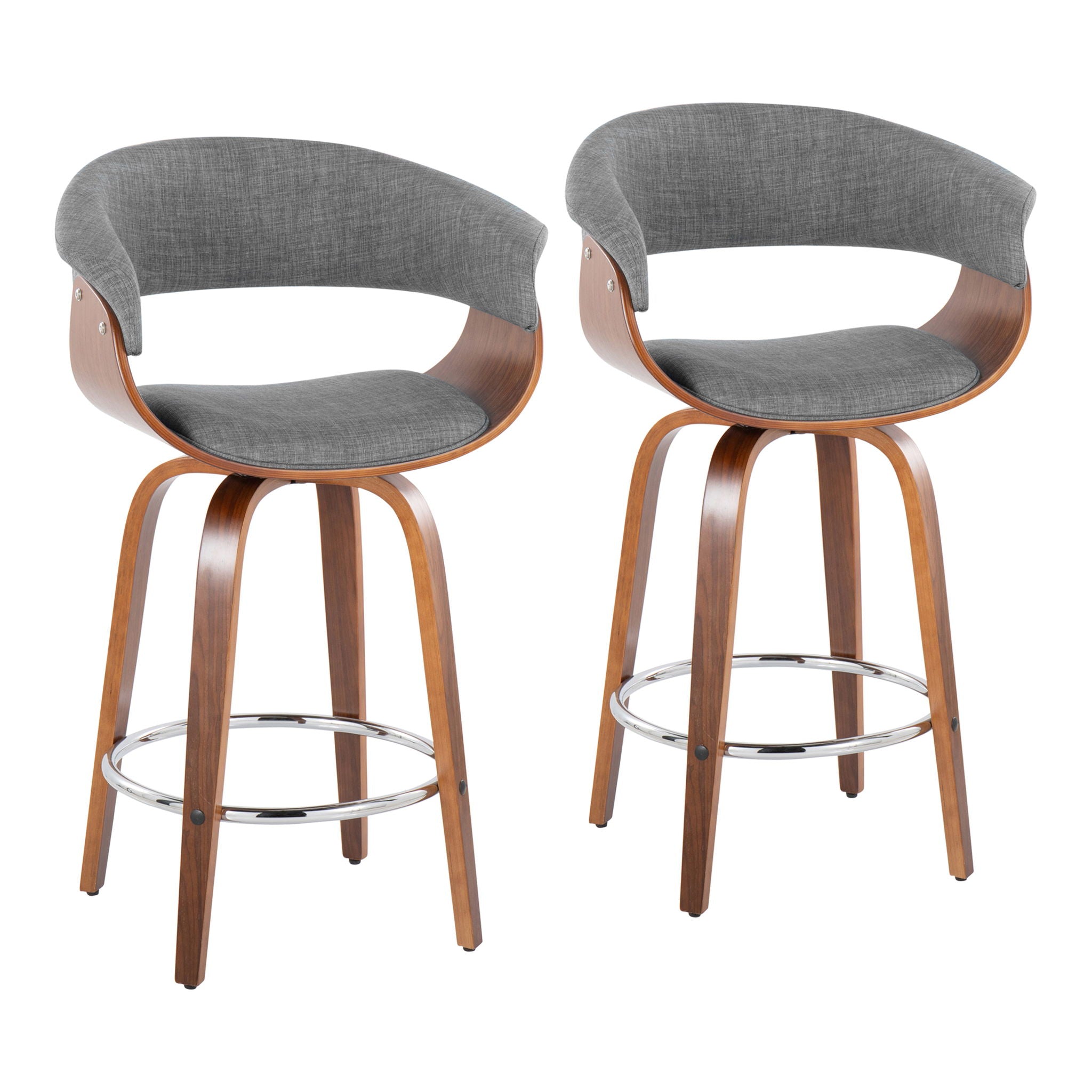 Vintage Mod - Mid Century Modern Fixed Height Counter Stool With Swivel With Round Footrest (Set of 2) - Best Buy Furniture