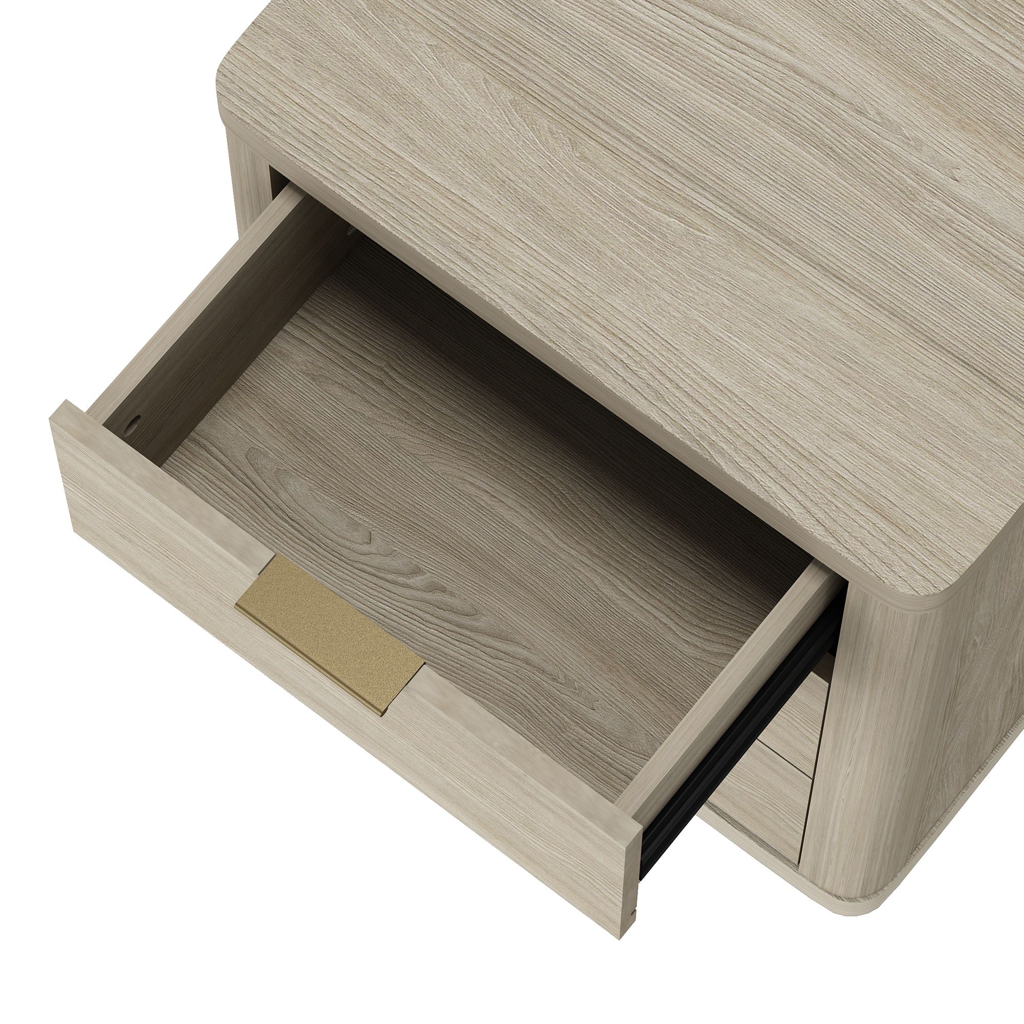 Evelyn - Nightstand With 3 Drawers, Smooth Rounded Edges