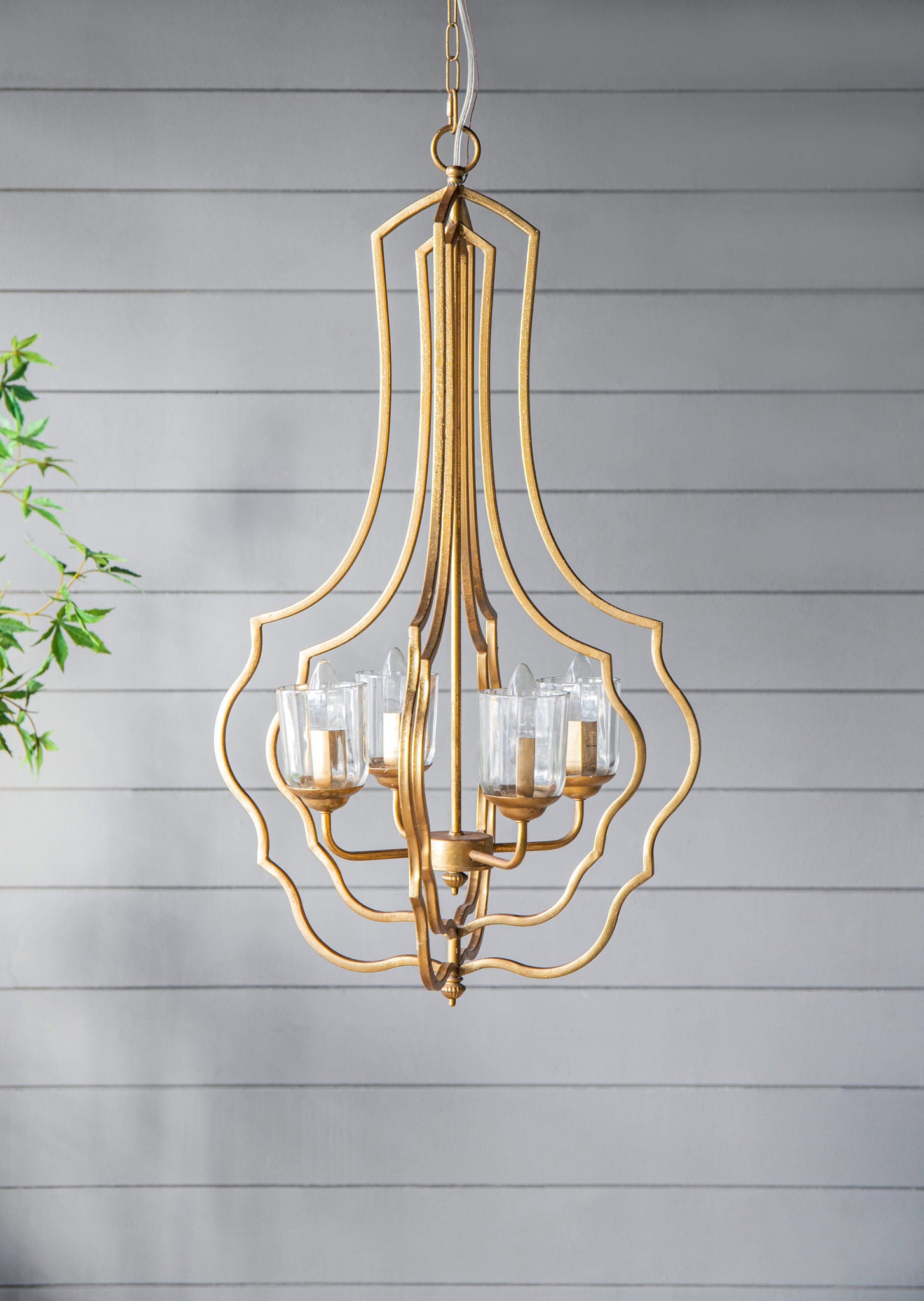 4 Light Metal Chandelier, Hanging Light Fixture With Adjustable Chain For Kitchen, Bulb Not Included - Gold - Best Buy Furniture