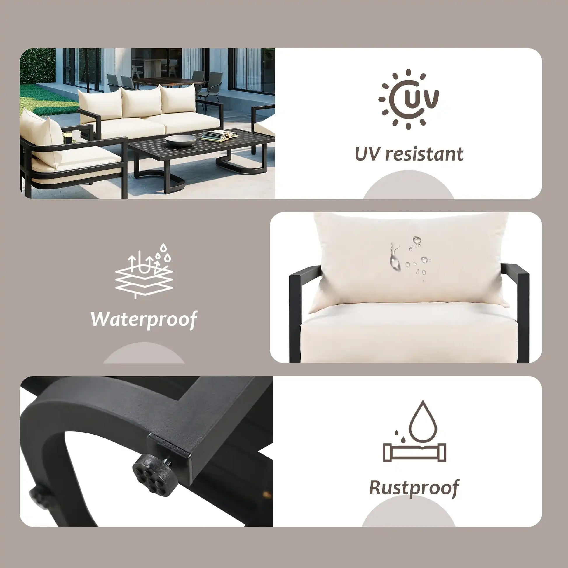 U_Style Multi-person Outdoor Steel Sofa Set, Waterproof, Anti-rust and Anti-uv, Suitable for Gardens and Lawns - Best Buy Furniture