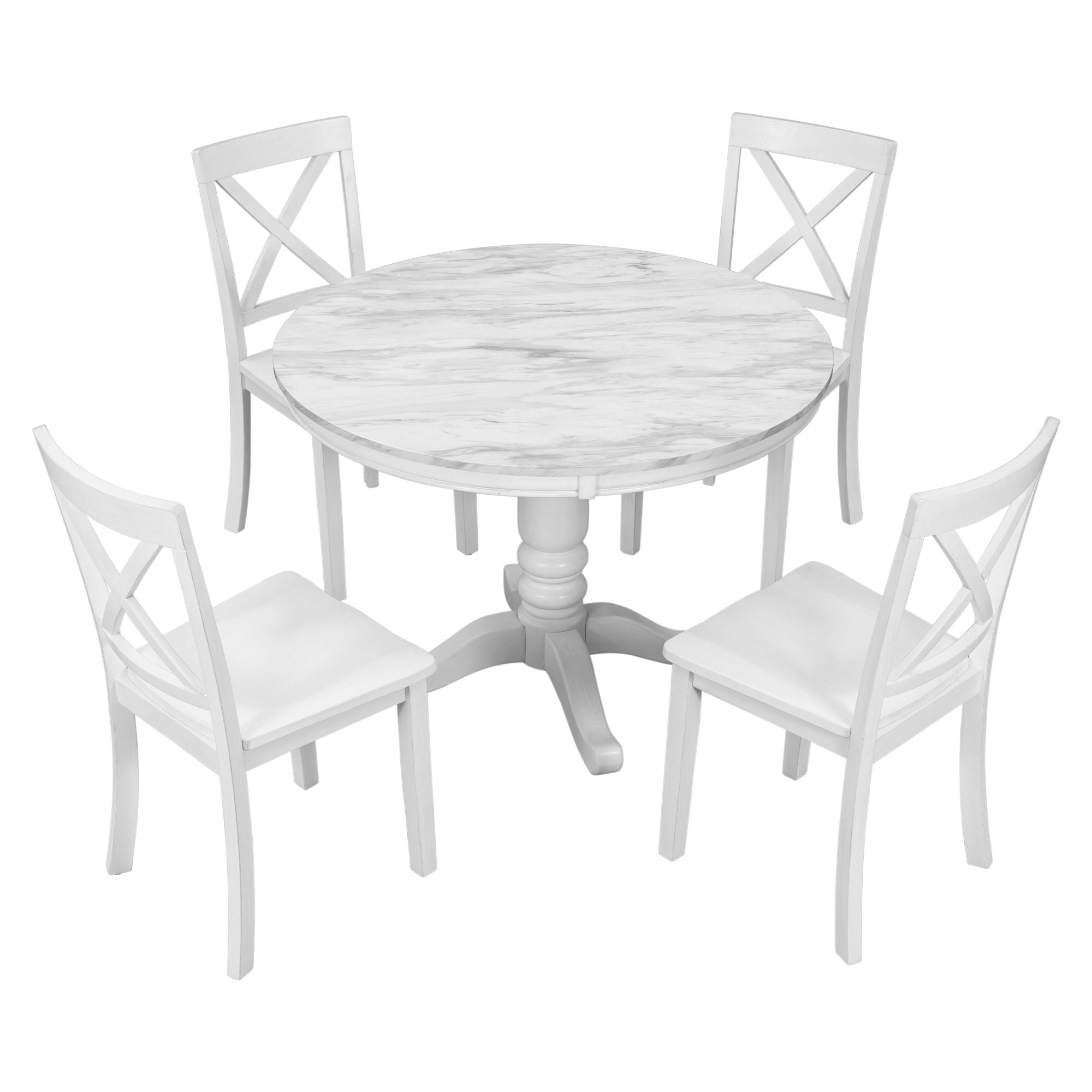 5 Pieces Dining Table And Chairs Set For 4 Persons, Kitchen Room Solid Wood Table With 4 Chairs - Best Buy Furniture