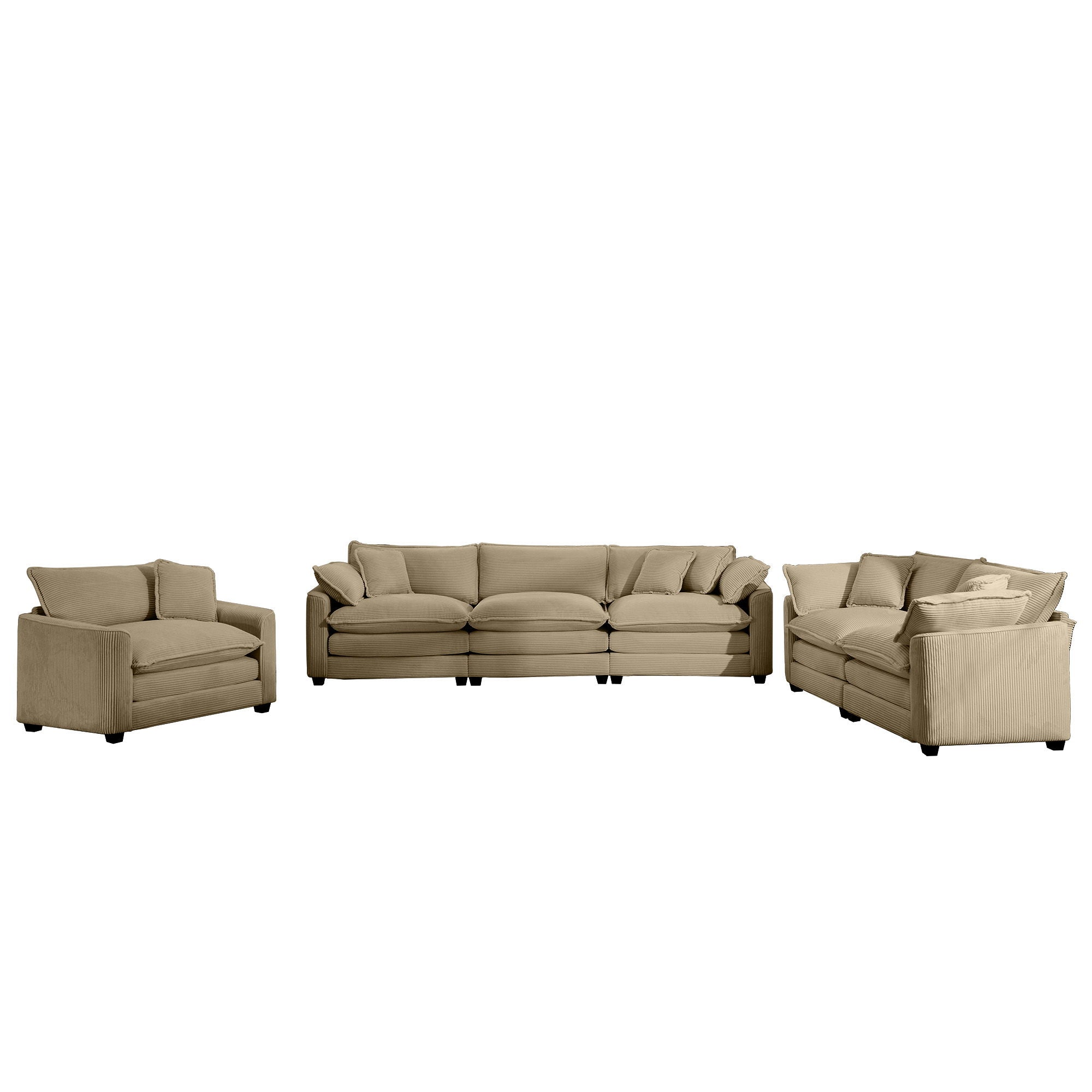 Elegant Corduroy Oversized Sectional Sofa Set With Deep Seats And Flexible Layout - Best Buy Furniture