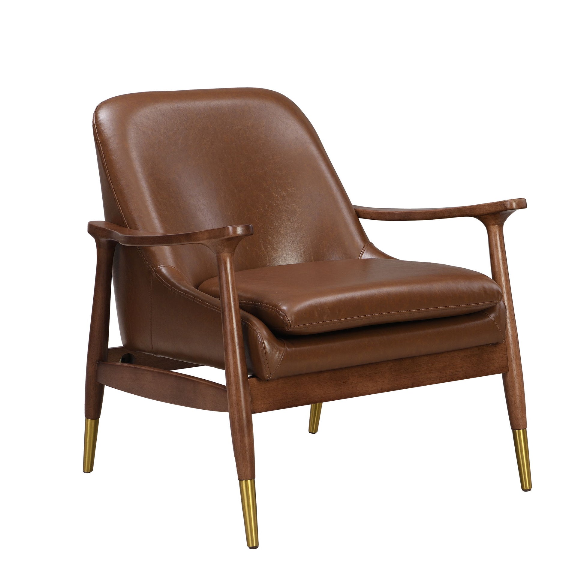 Mid - Century Accent Chair With Cushioned Seat, Brass Tipped Legs - Best Buy Furniture