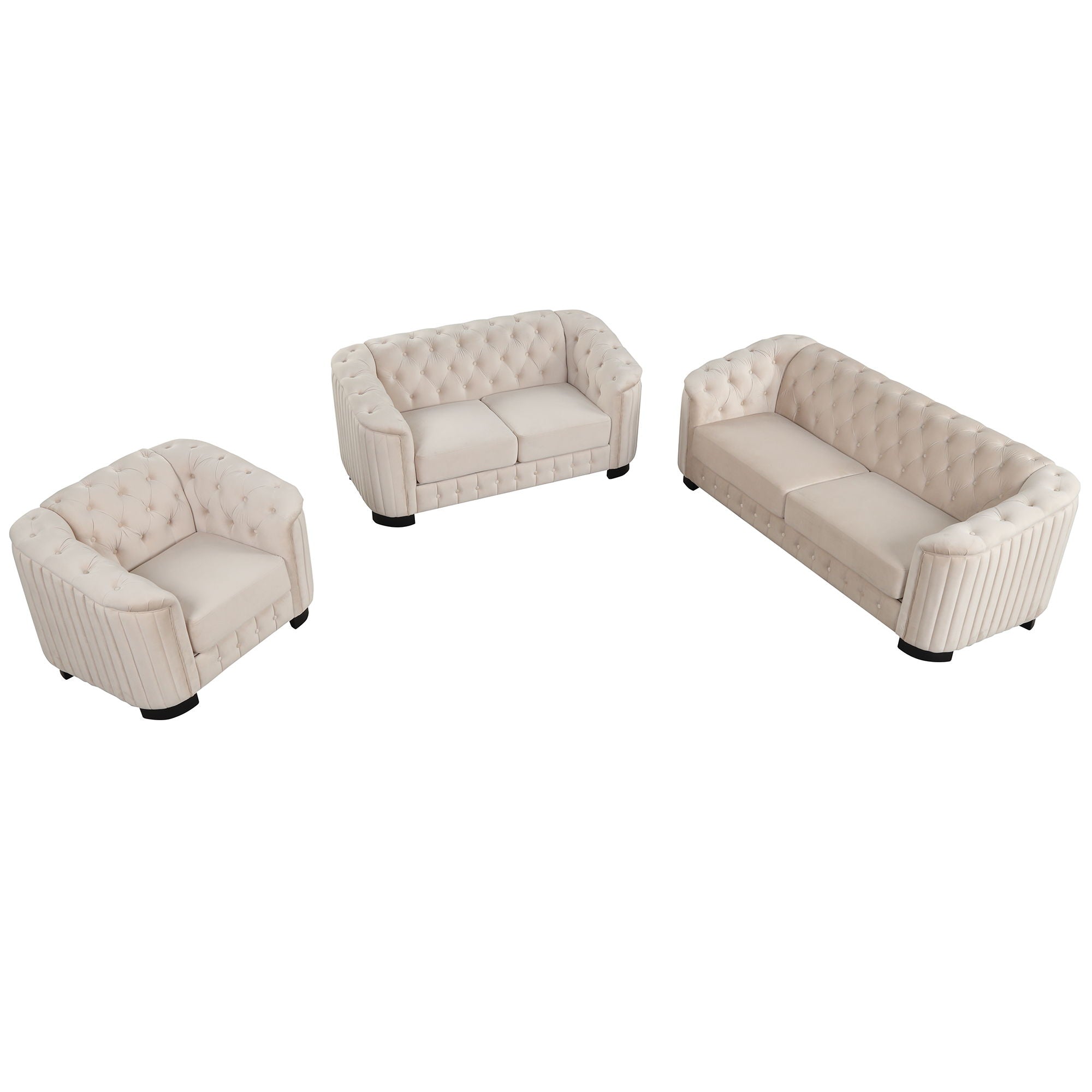 Upholstered 3 Piece Sofa Set With Legs - Best Buy Furniture
