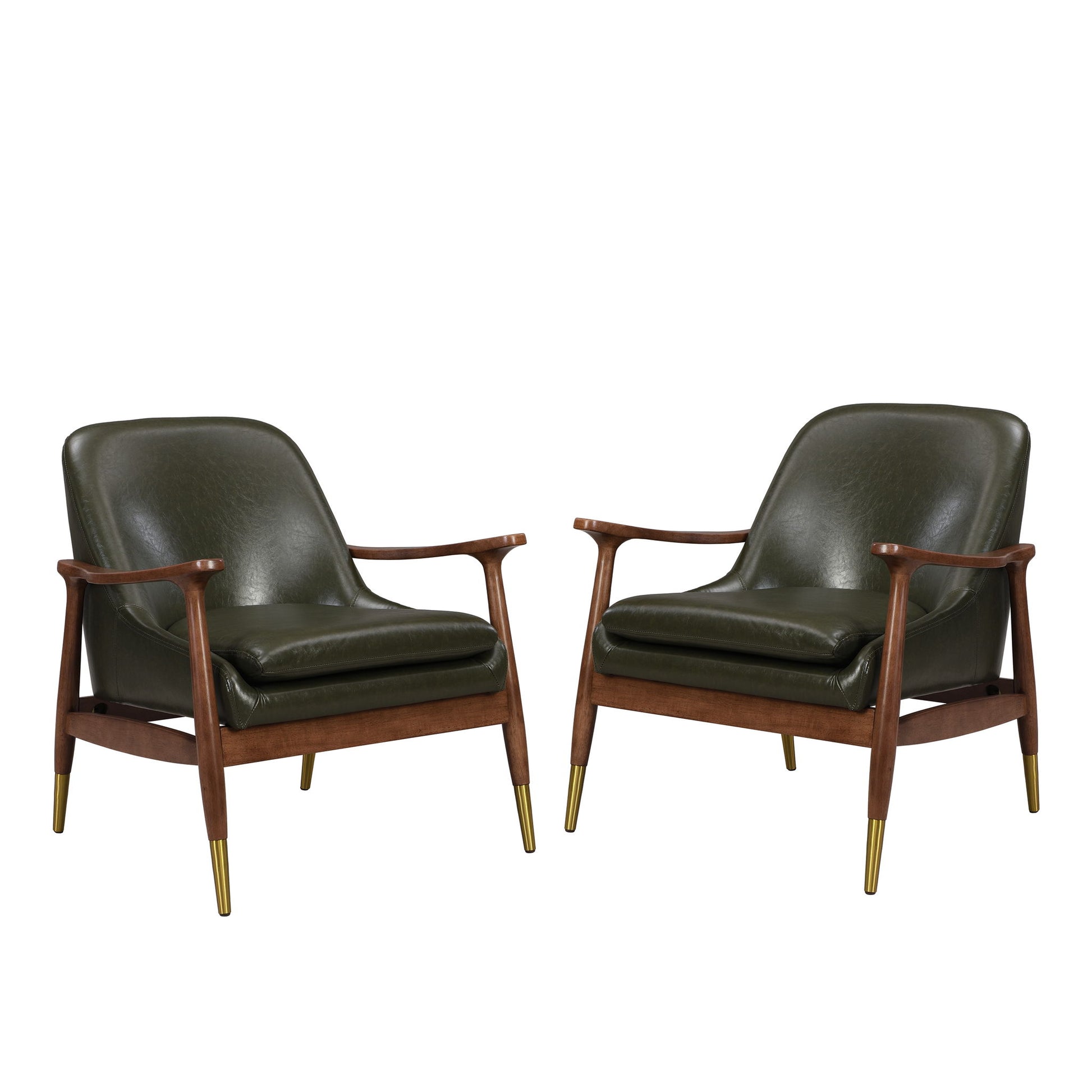 Mid - Century Accent Chair With Cushioned Seat, Brass Tipped Legs - Best Buy Furniture