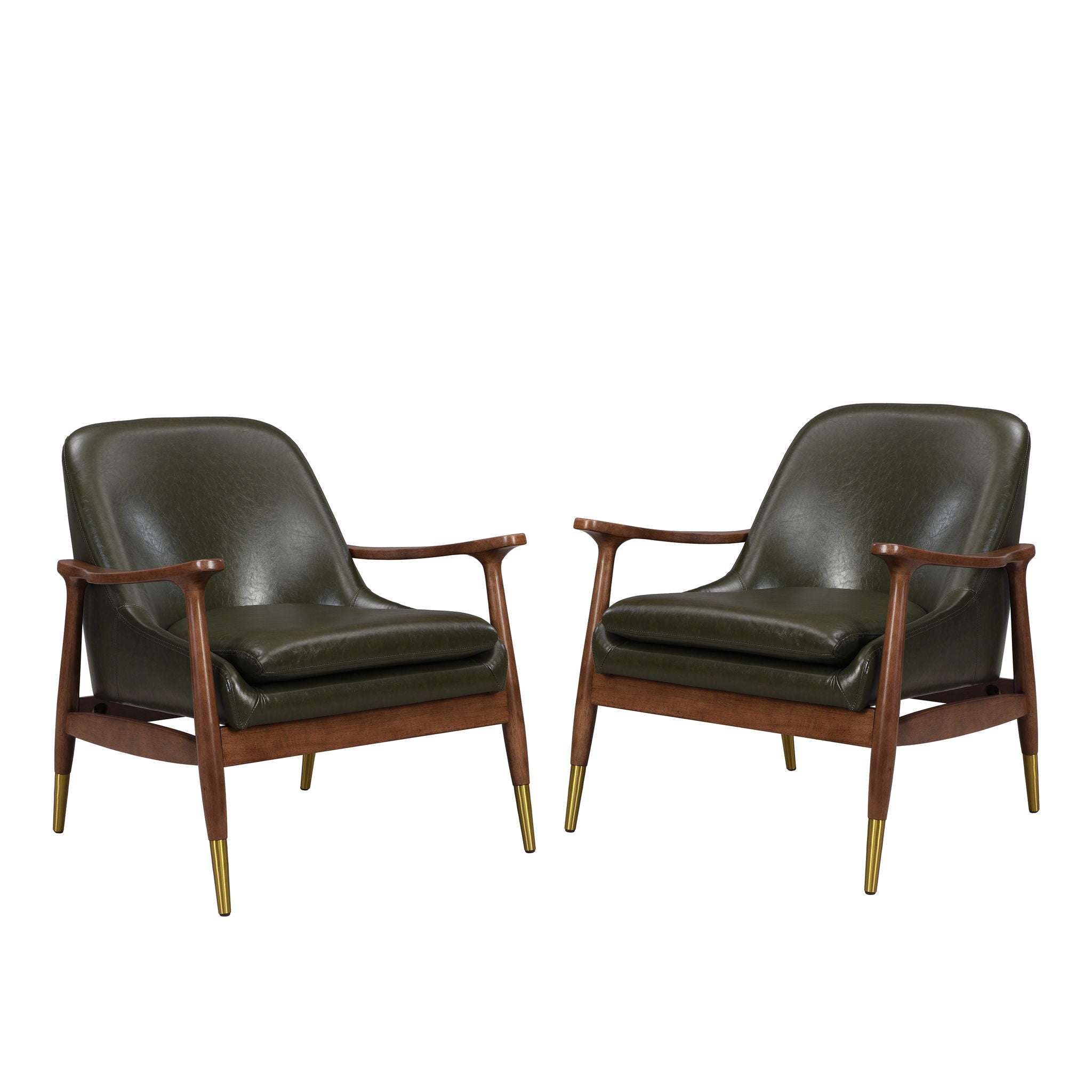 Mid - Century Accent Chair With Cushioned Seat, Brass Tipped Legs - Best Buy Furniture