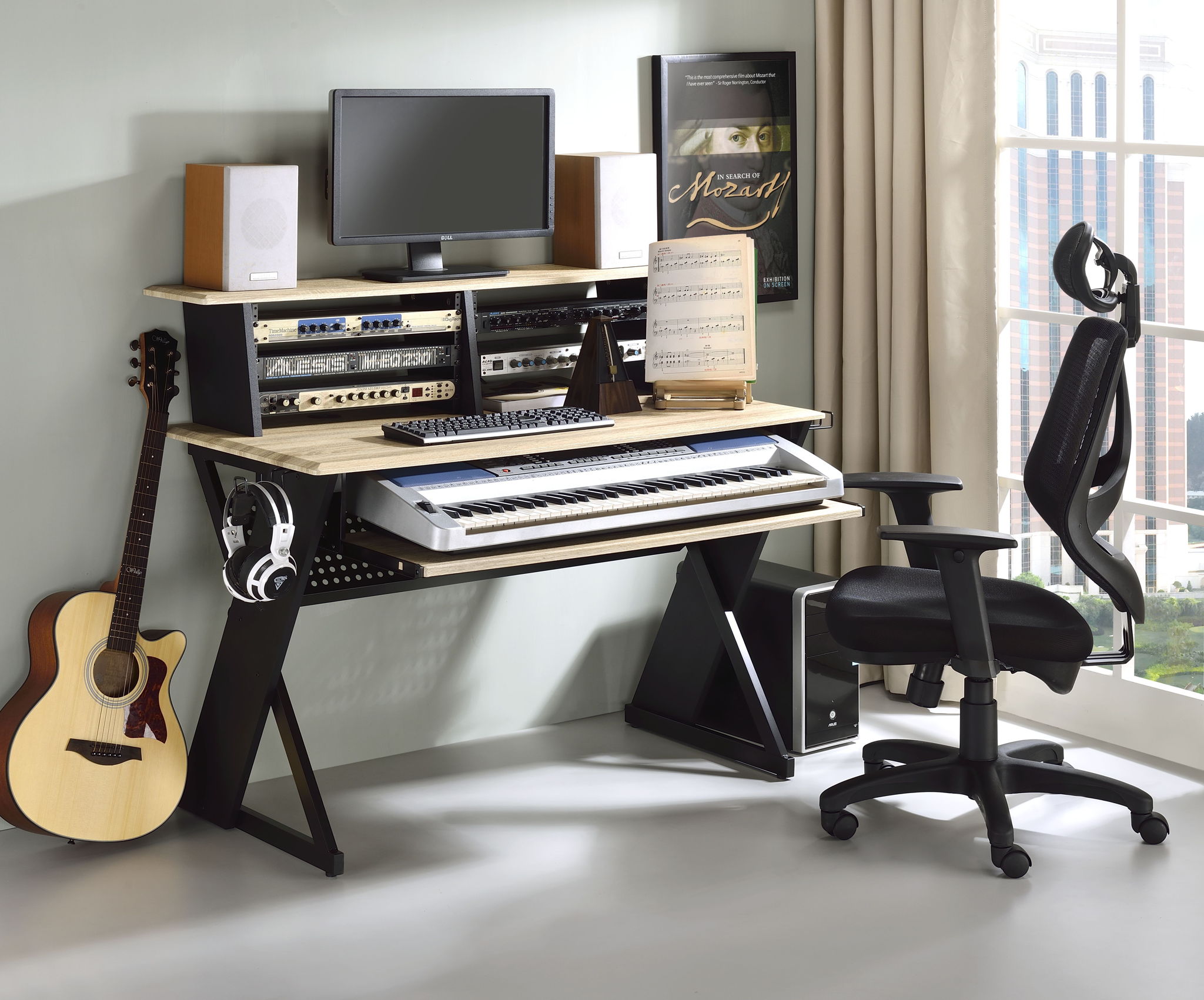 Eleazar - Music Recording Studio Desk - Natural Oak - Best Buy Furniture