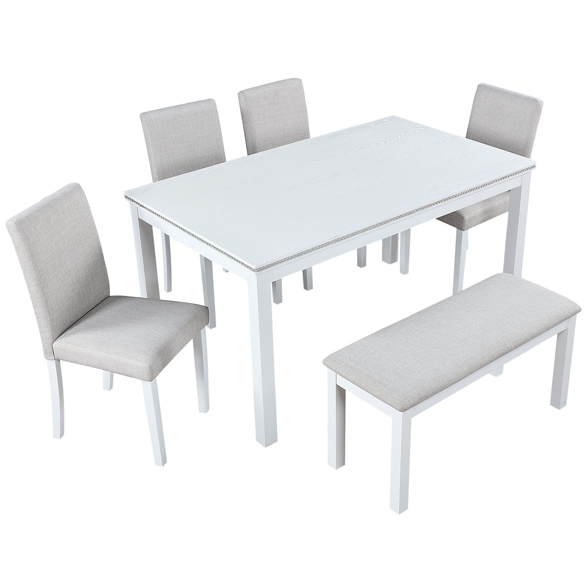 Dining Table Set With Crystal Decoration And Upholstered Chairs - Best Buy Furniture