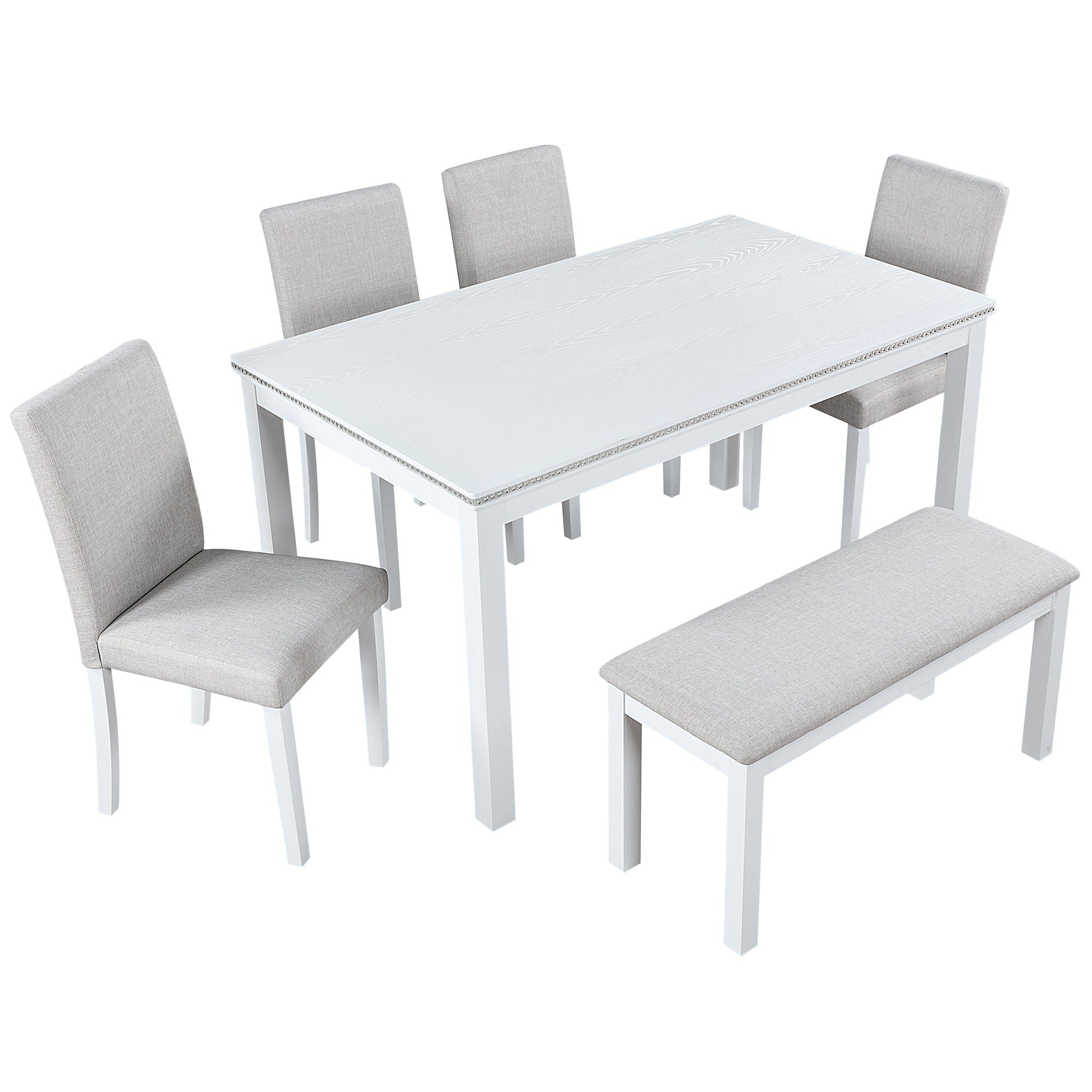 Dining Table Set With Crystal Decoration And Upholstered Chairs - Best Buy Furniture
