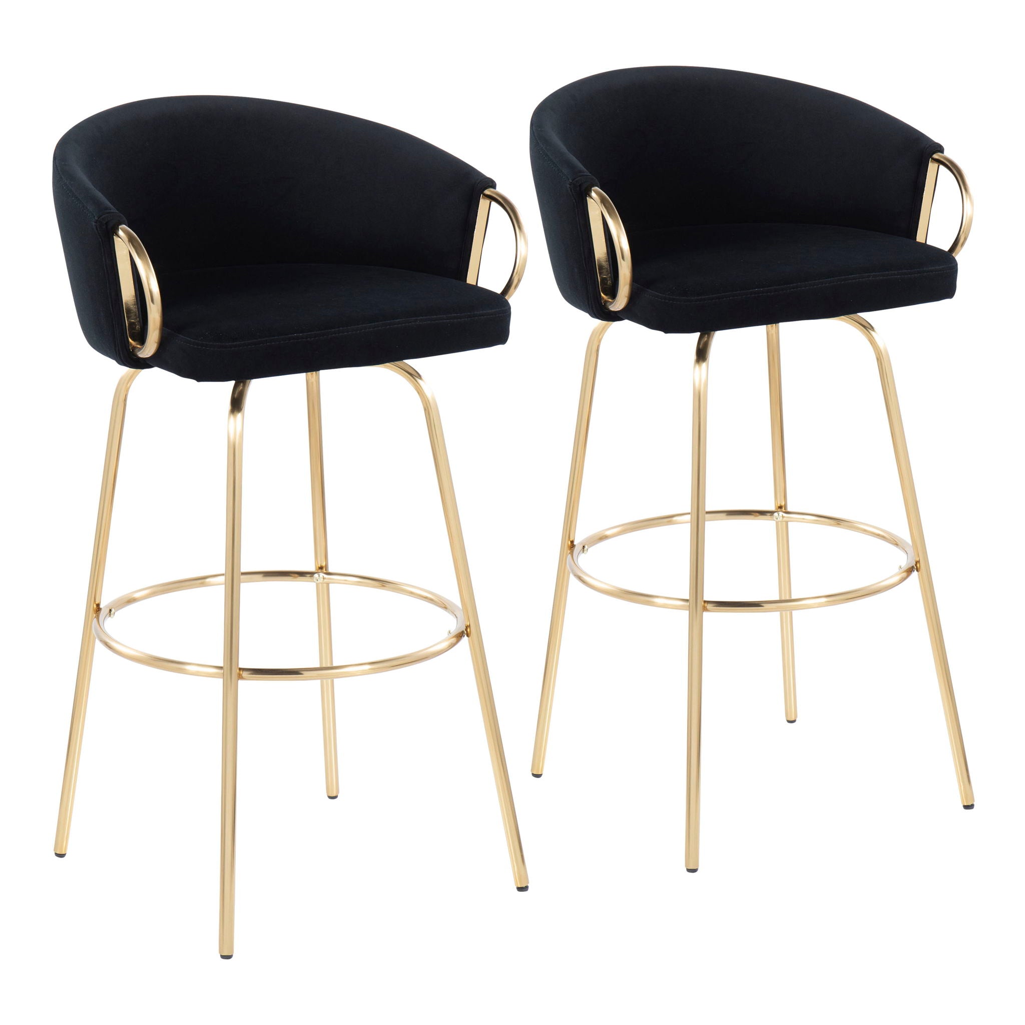 Claire - Contemporary / Glam Fixed Height Bar Stool (Set of 2) Round Footrest (Set of 2) - Best Buy Furniture