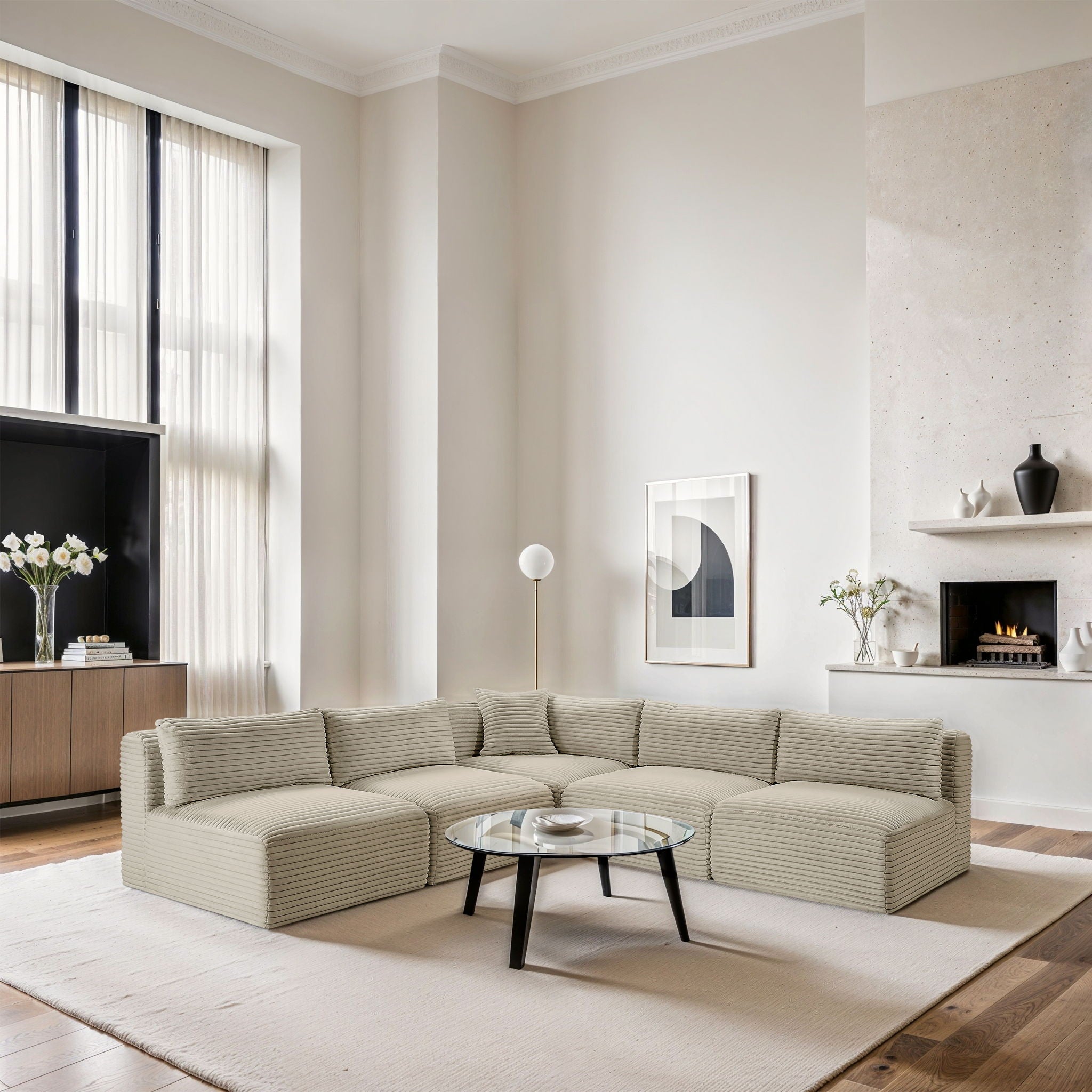 Shaggy - 5 Piece Modular Corner Armless Sectional - Best Buy Furniture