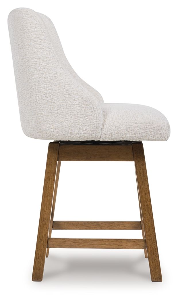 Cabalynn - Upholstered Swivel Barstool (Set of 2) - Oatmeal / Light Brown - Best Buy Furniture