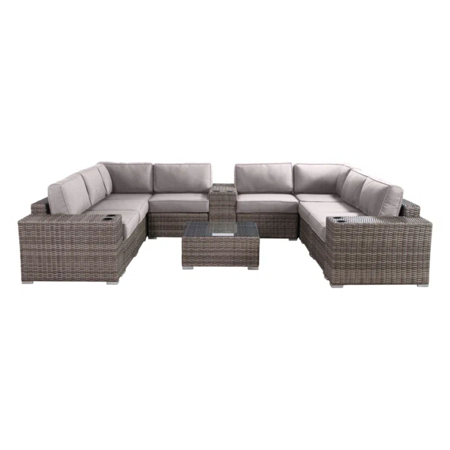 Modern Patio Rattan Sectional Set With Cushions - Best Buy Furniture