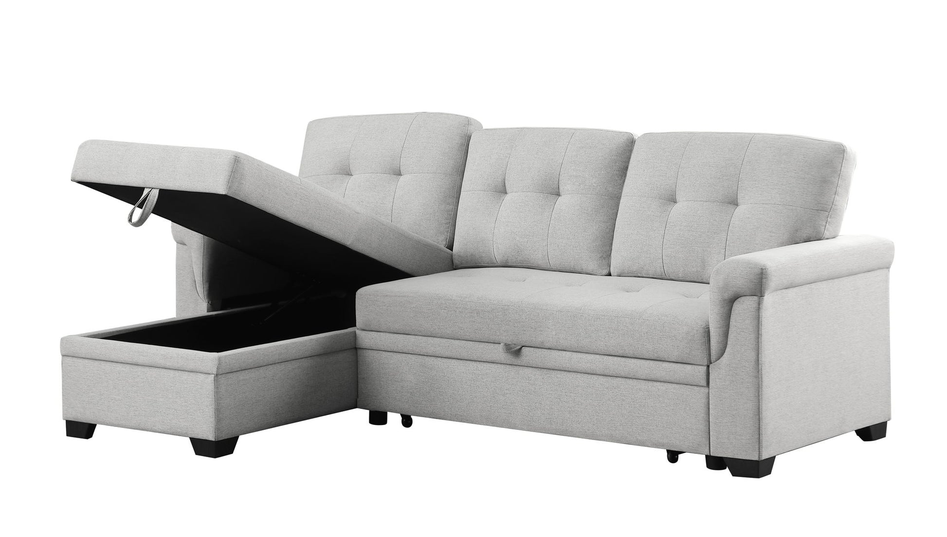 Lucca - Linen Reversible Sleeper Sectional Sofa With Storage Chaise - Best Buy Furniture