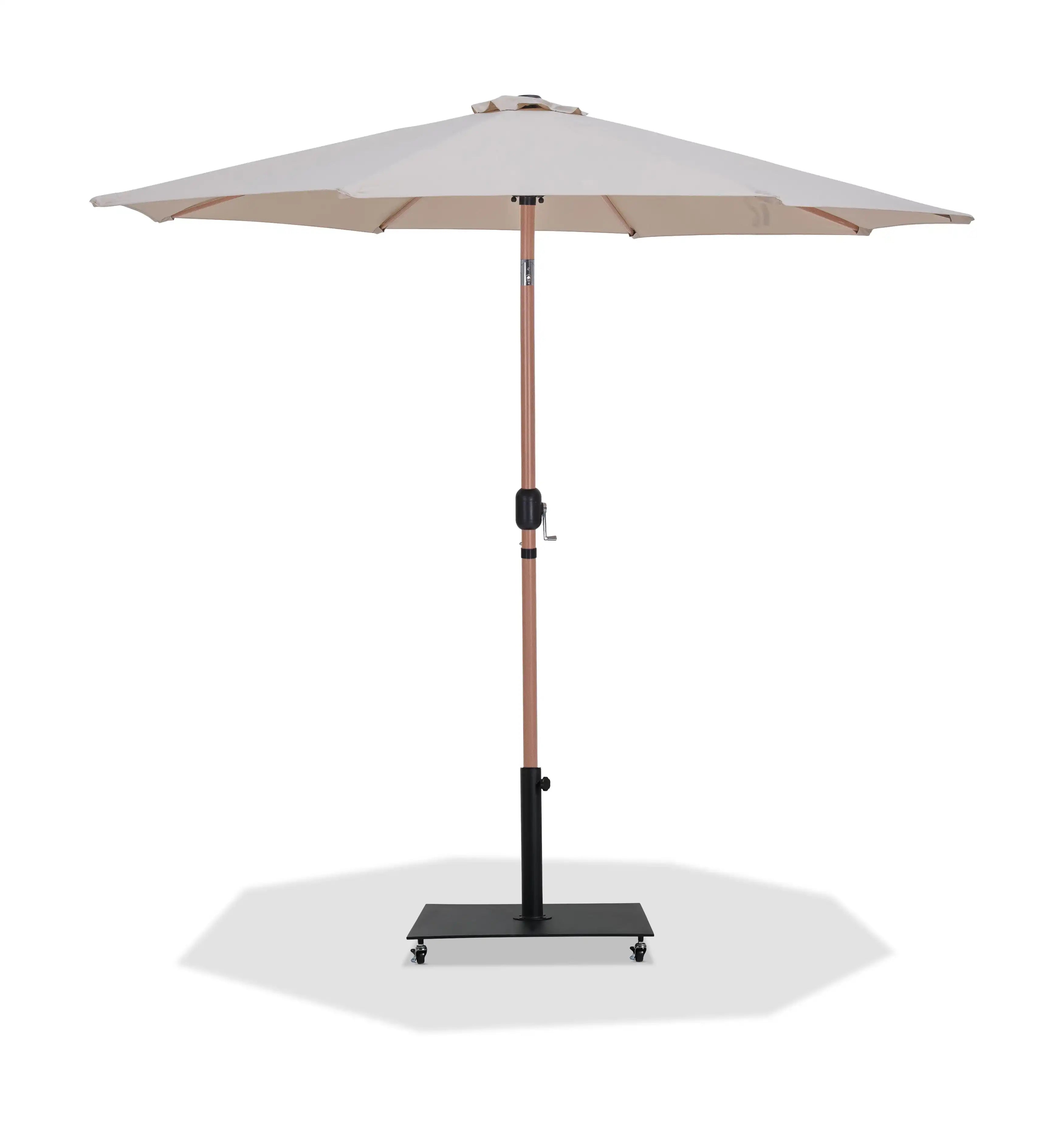 Fiji - Aluminum Patio Umbrella With Square Black And Teak Base - Best Buy Furniture