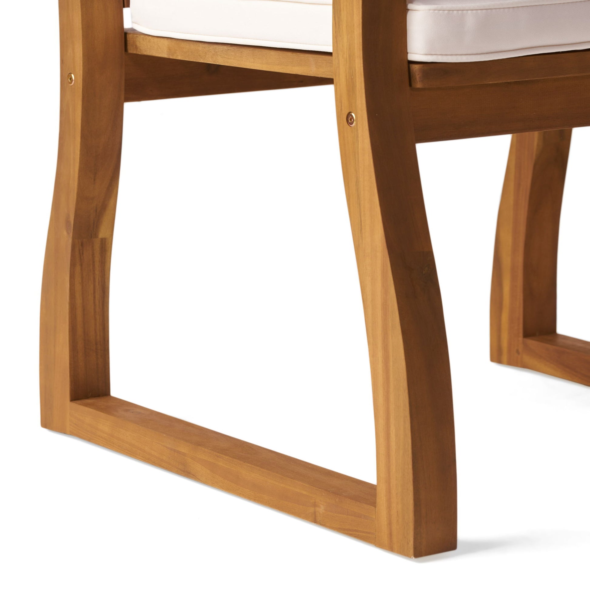 Della - Wood Armchair (Set of 2) Outdoor Dining Chairs - Cream - Best Buy Furniture