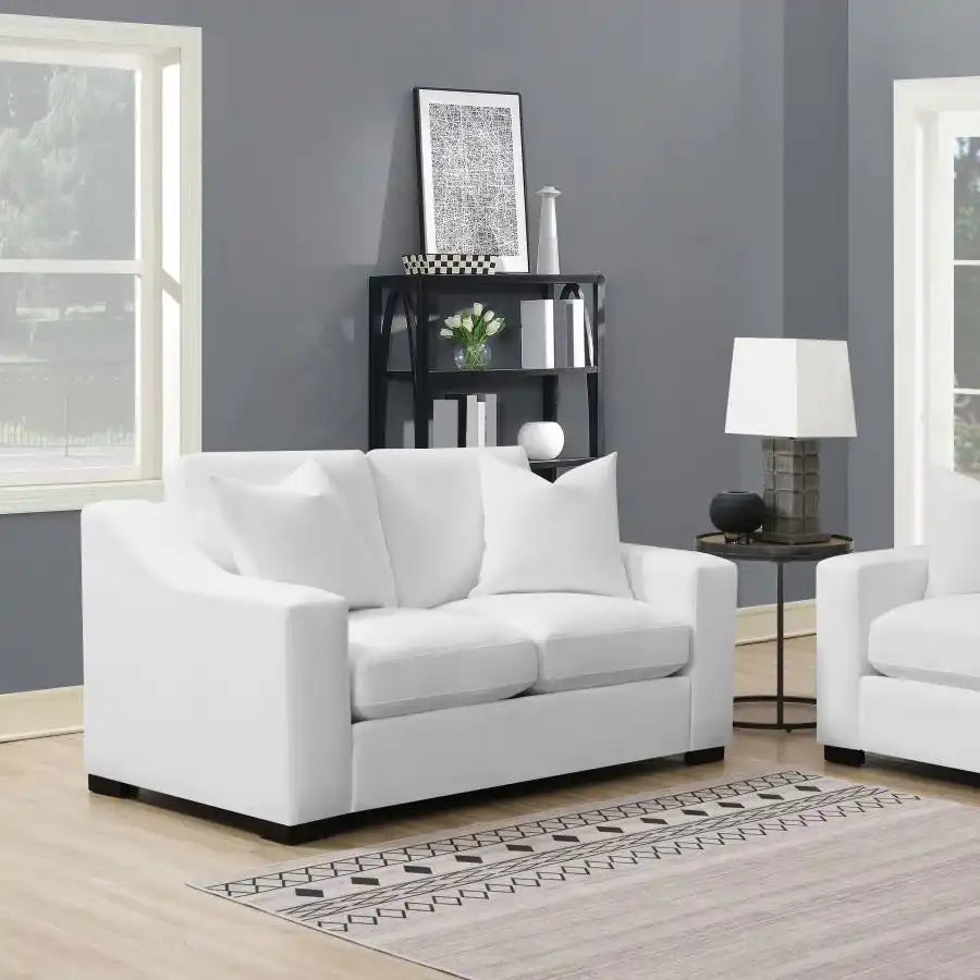 Ashlyn - Upholstered Sloped Arm Loveseat - White - Best Buy Furniture
