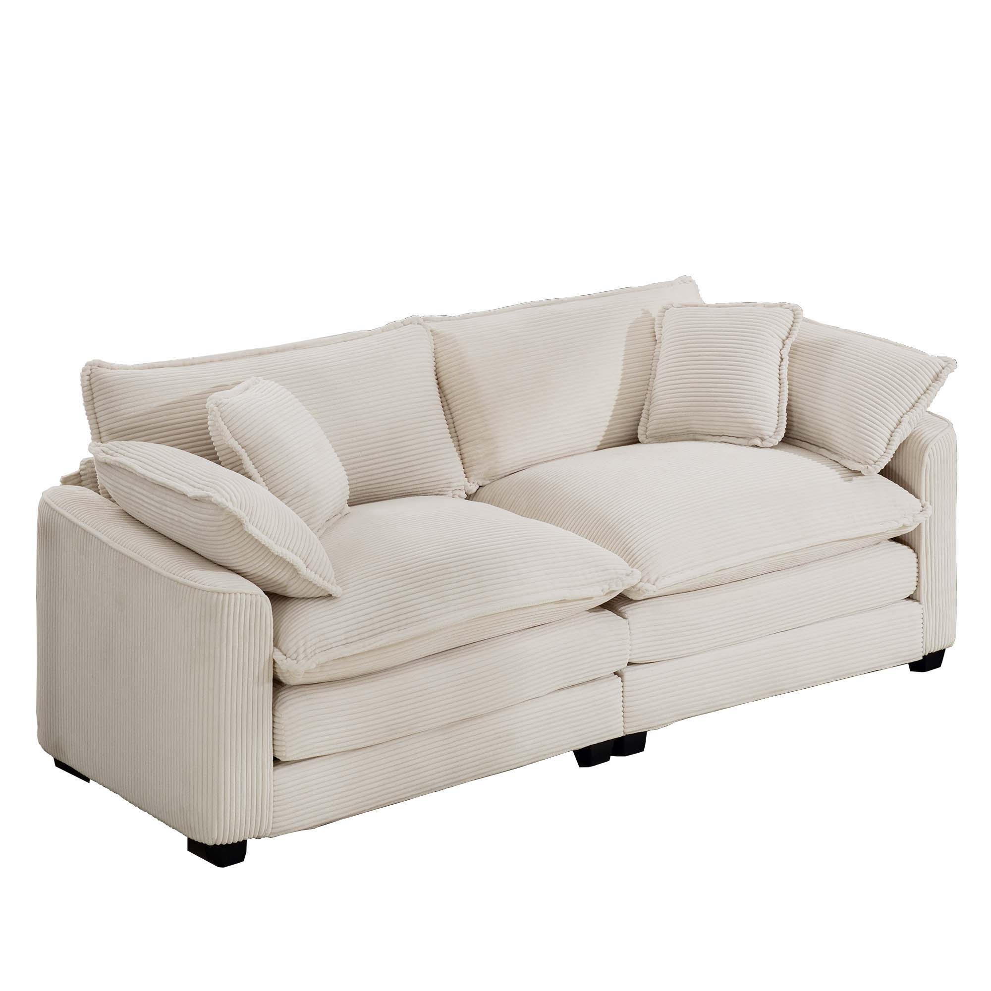 Modern 2 Seater With 4 Pillows, Upholstered Deep Seating Loveseat - Best Buy Furniture