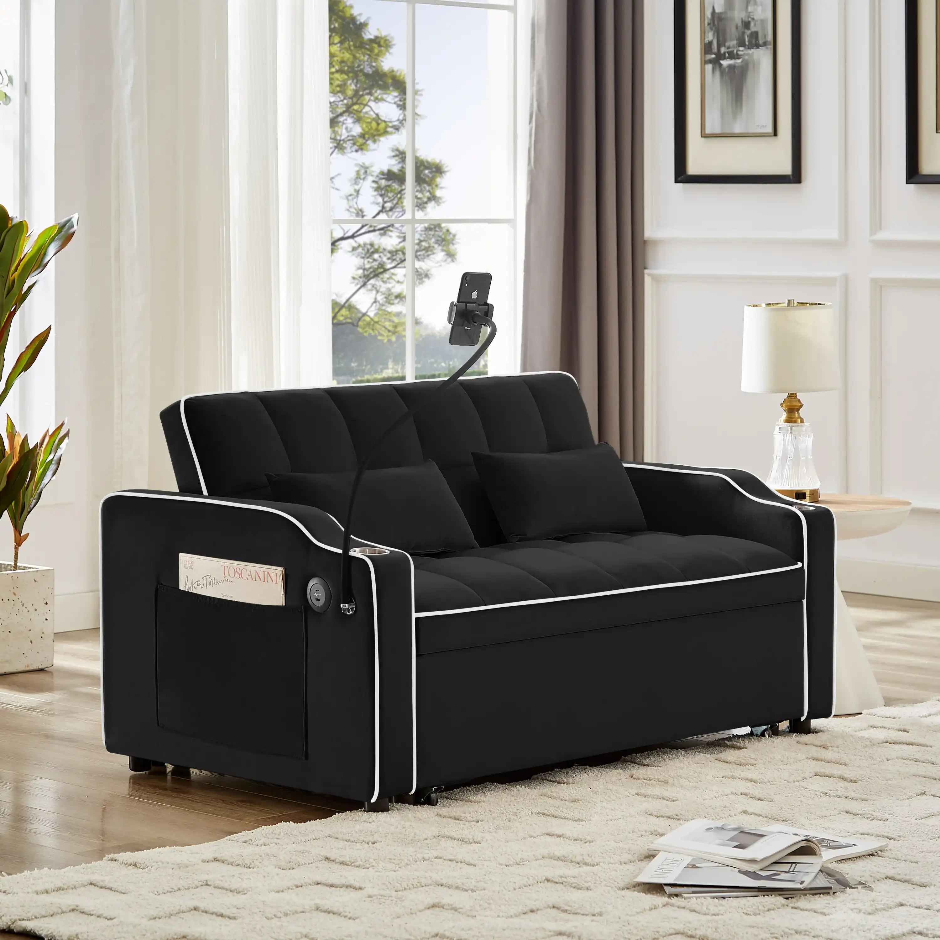 Tesla Modern Velvet Adjustable Sofa Pull Out - Best Buy Furniture