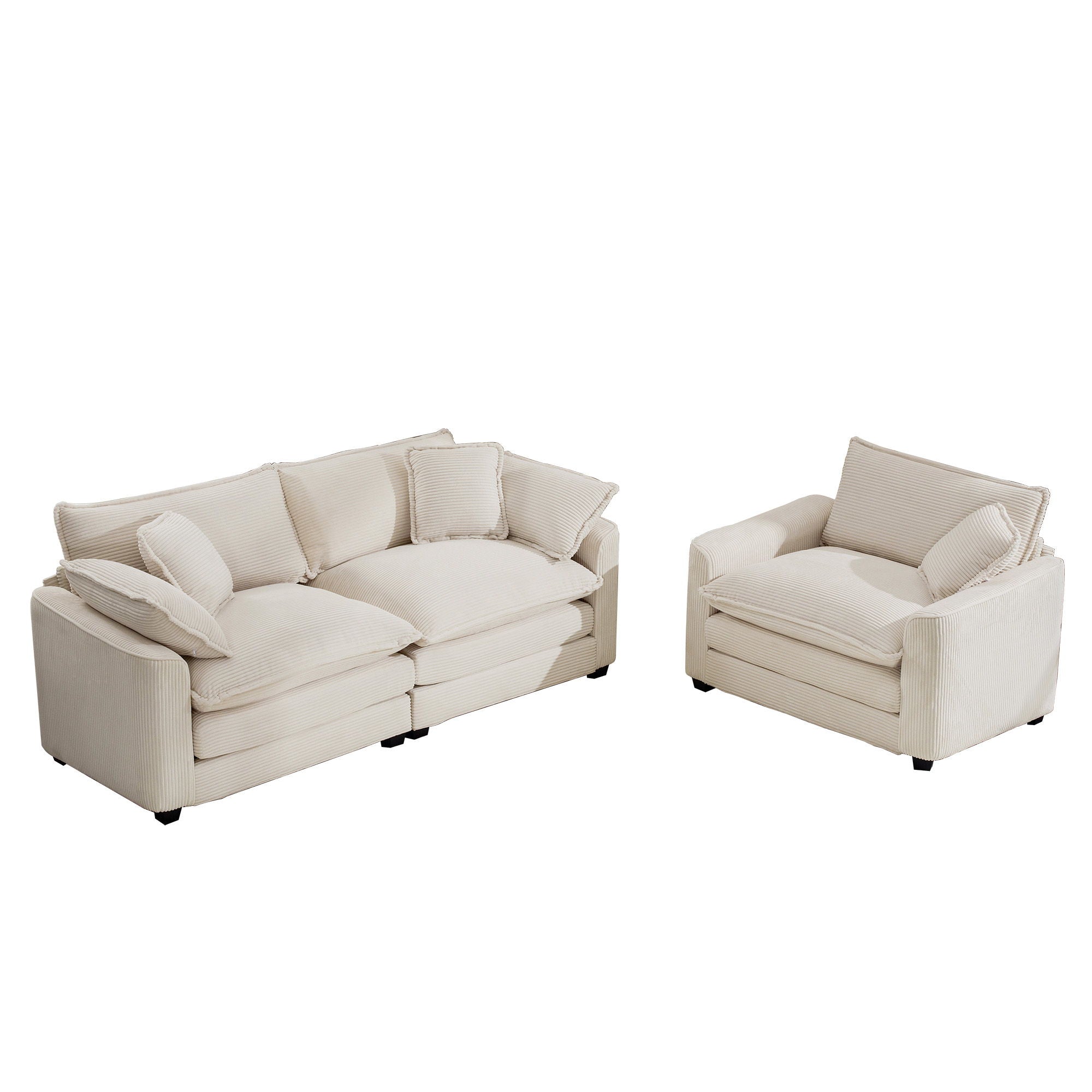 Elegant Corduroy Oversized Sectional Sofa Set With Deep Seats And Flexible Layout - Best Buy Furniture