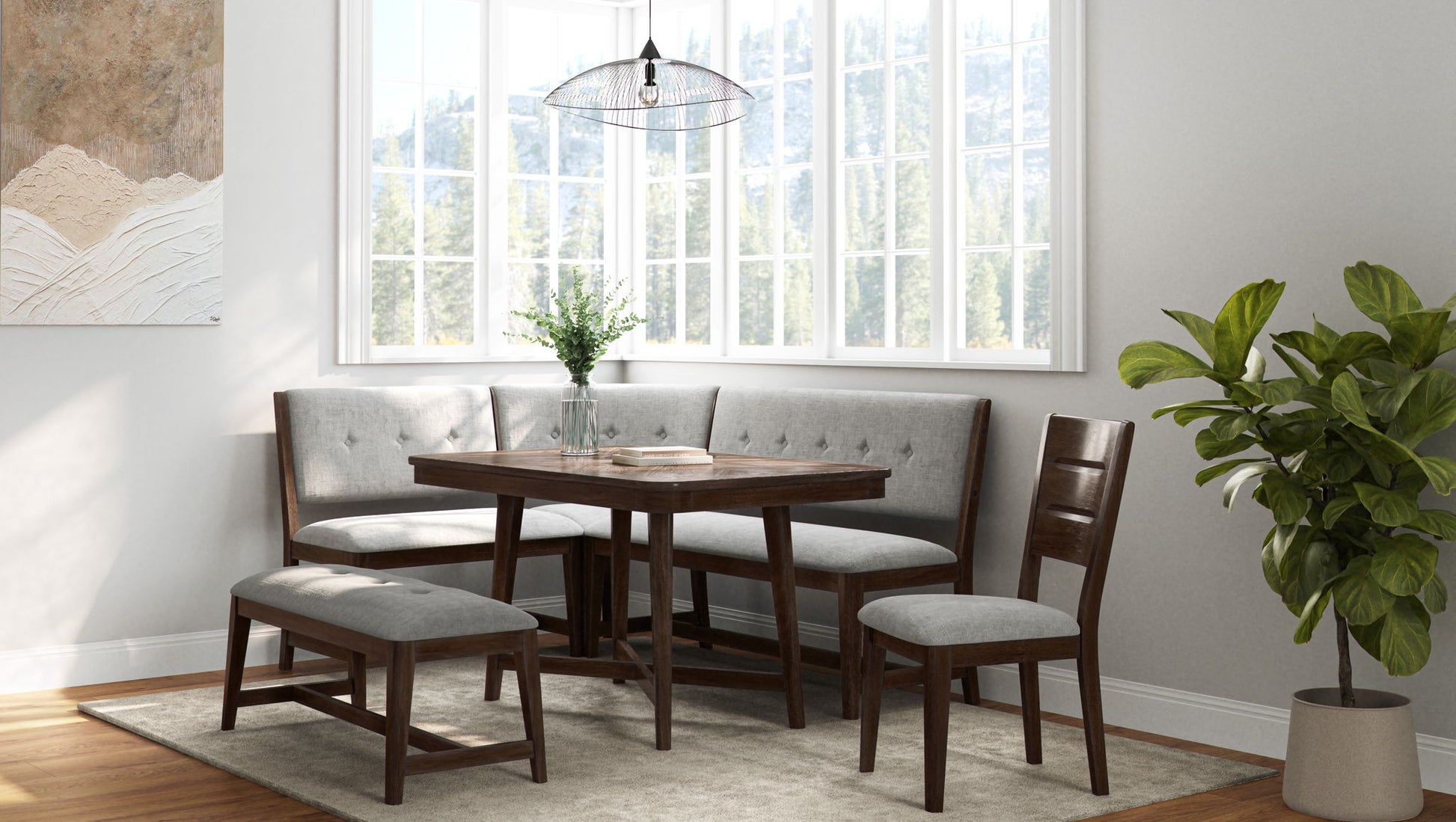 Backless Upholstered Dining Bench Mid Century Seating - Beige - Best Buy Furniture