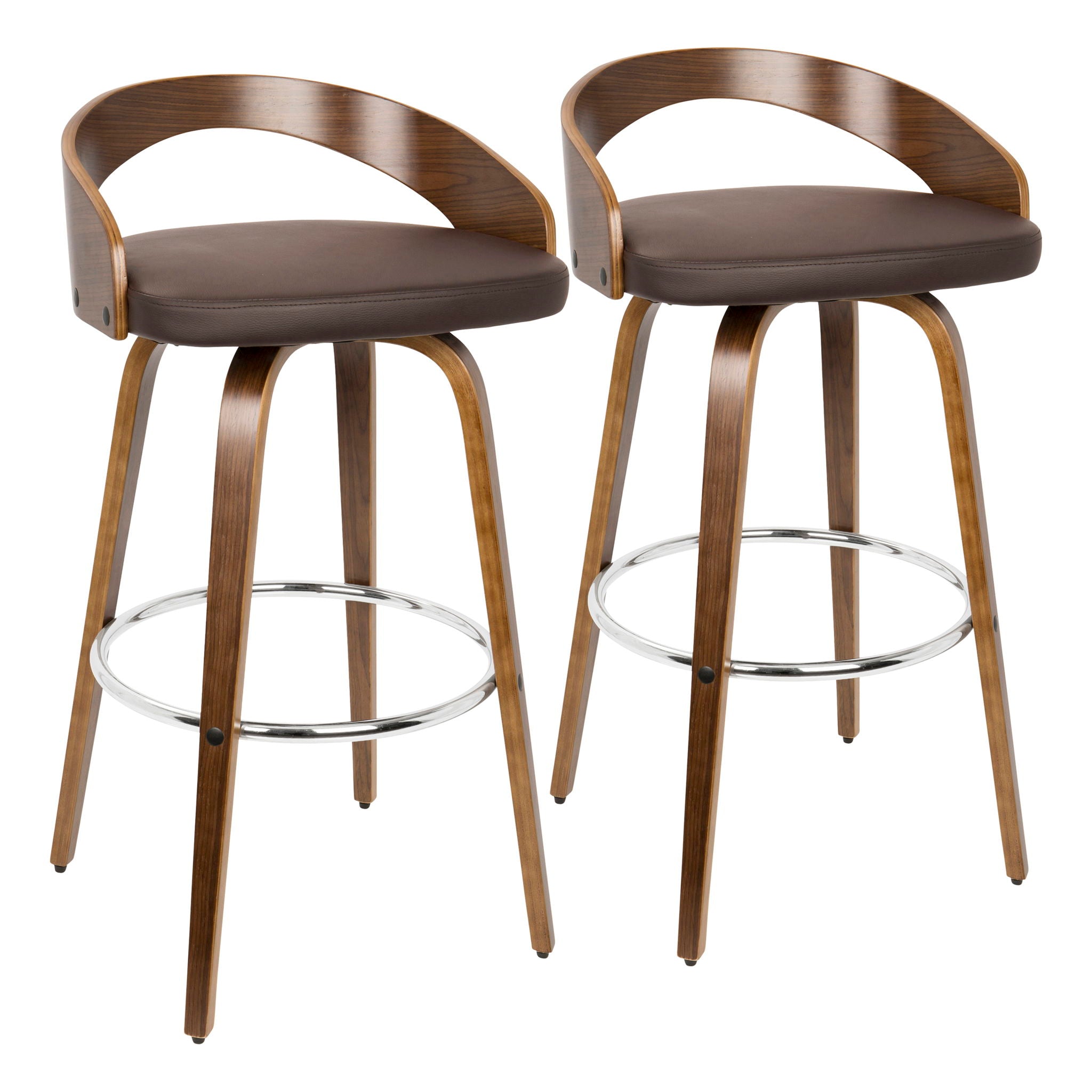 Grotto - Mid Century Elegant Design Modern Barstool With Swivel (Set of 2) - Best Buy Furniture