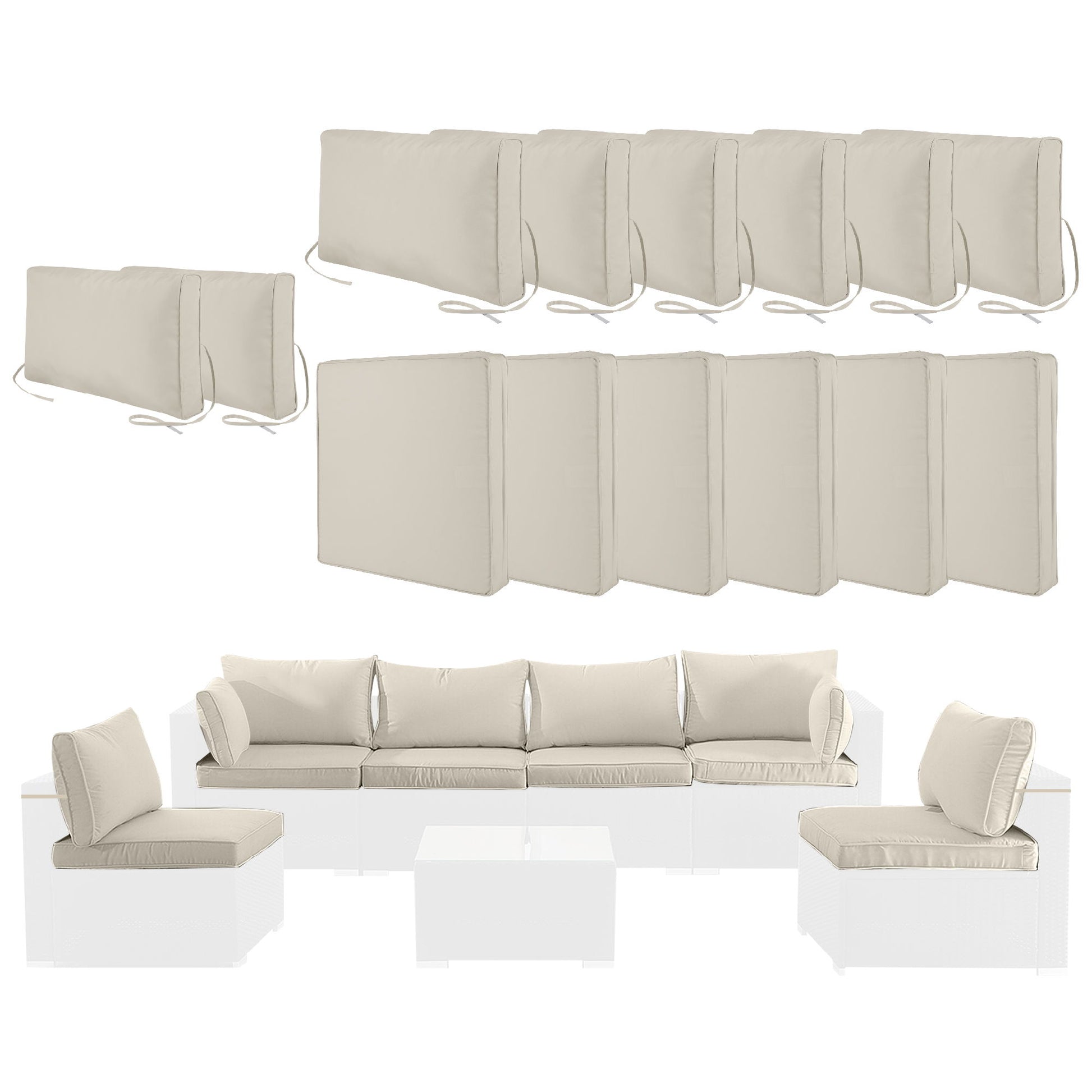 Cushion Covers For 7 Piece Wicker Sectional Sofa, 14 Pack Seat And Back Slipcovers With Zipper - Best Buy Furniture