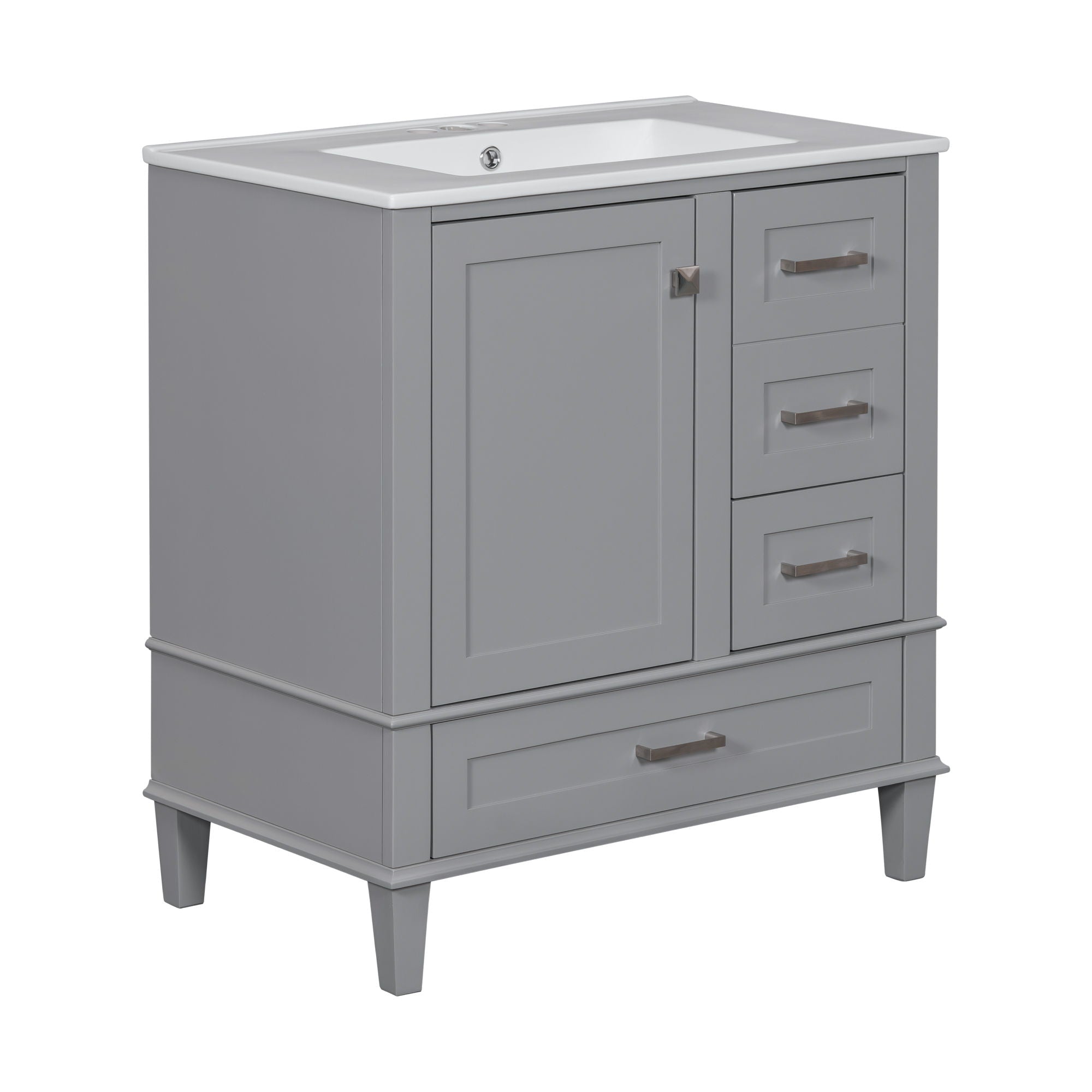 Bathroom Vanity, Modern Bathroom Cabinet With Sink Combo Set, Bathroom Storage Cabinet With A Soft Closing Door And 3 Drawers, Solid Wood Frame - Best Buy Furniture